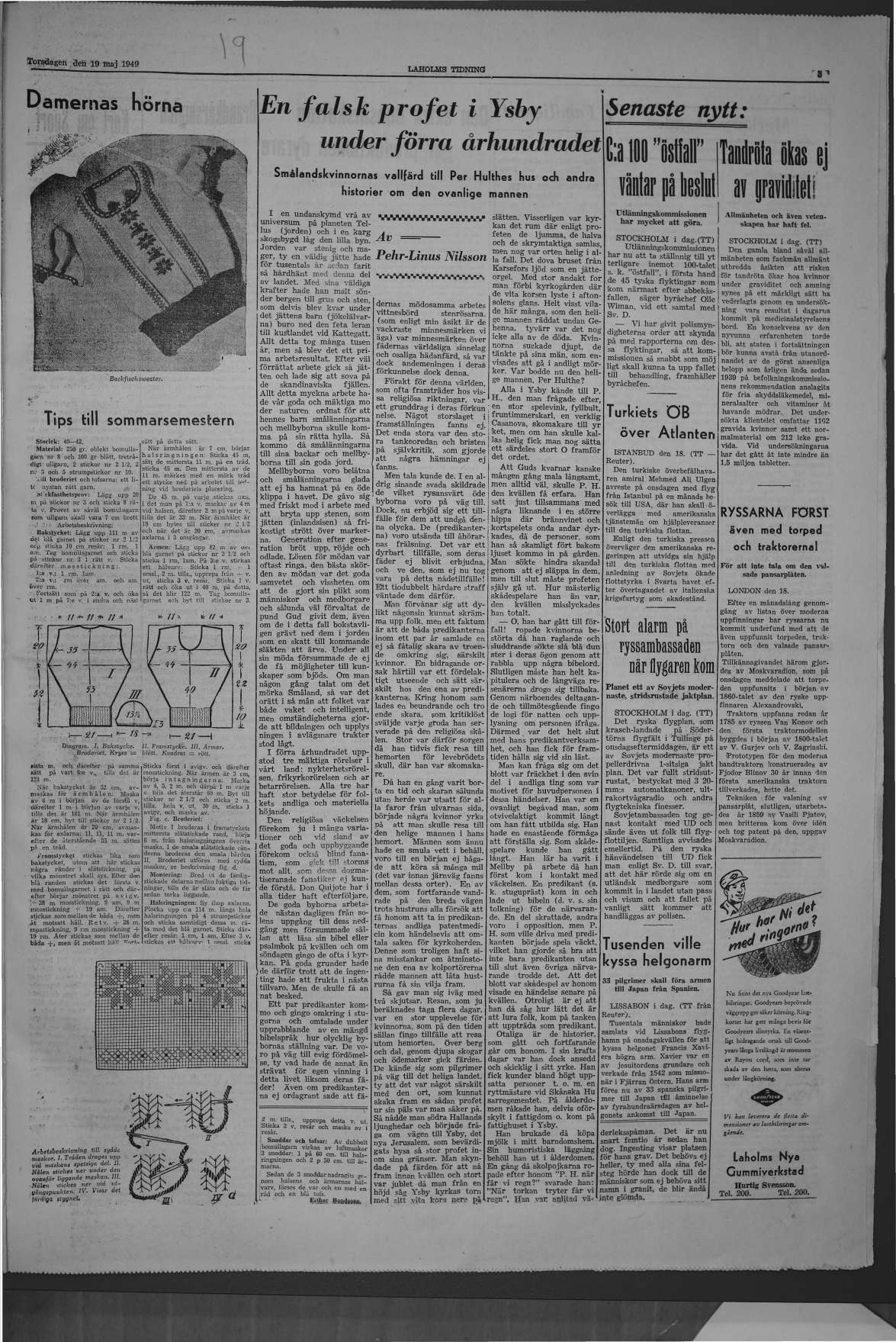 Laholms Tidning Torsdag 19 maj 1949, sida 3