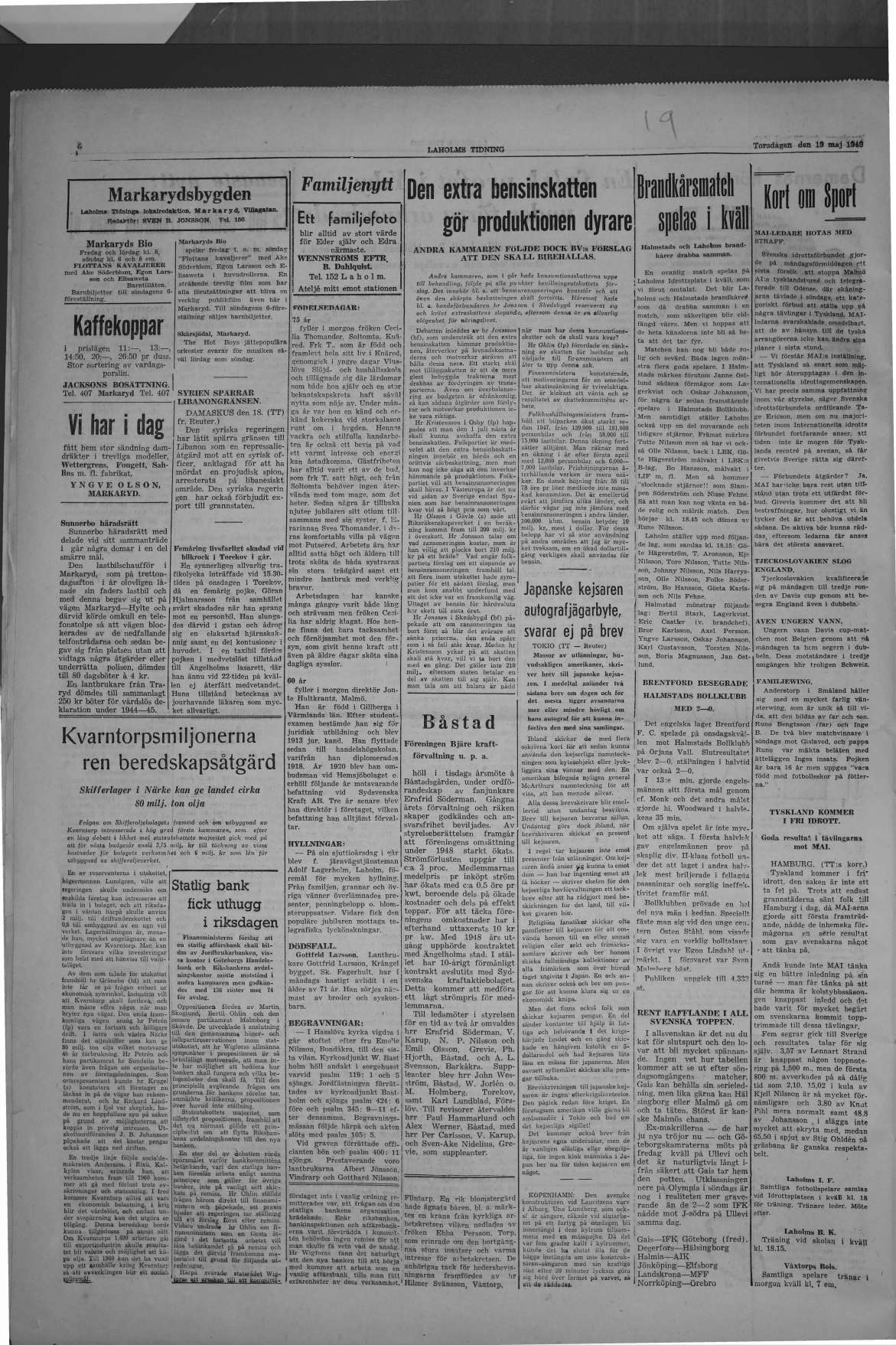 Laholms Tidning Torsdag 19 maj 1949, sida 4