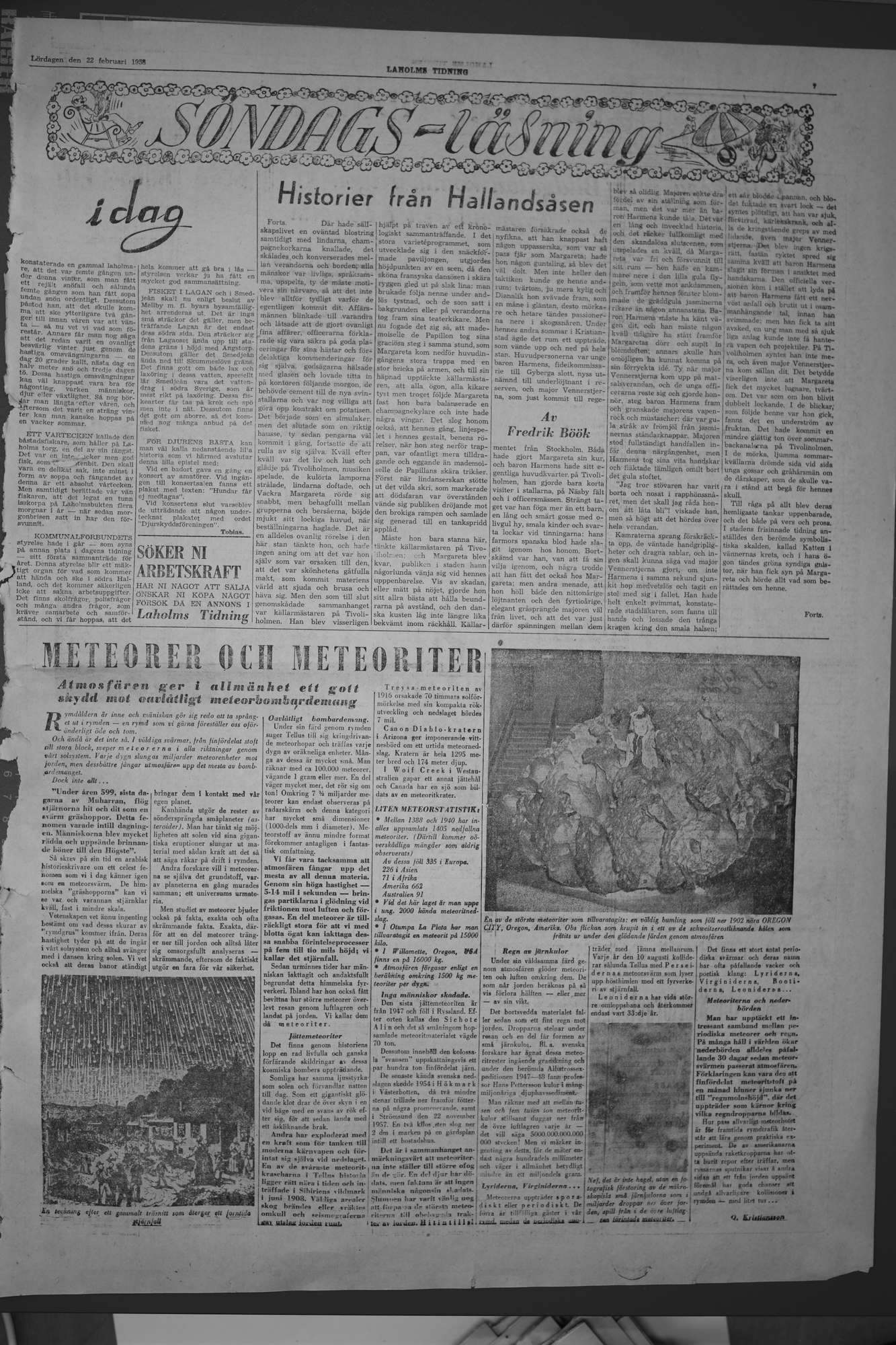 Laholms Tidning Lördag 22 februari 1958, sida 7