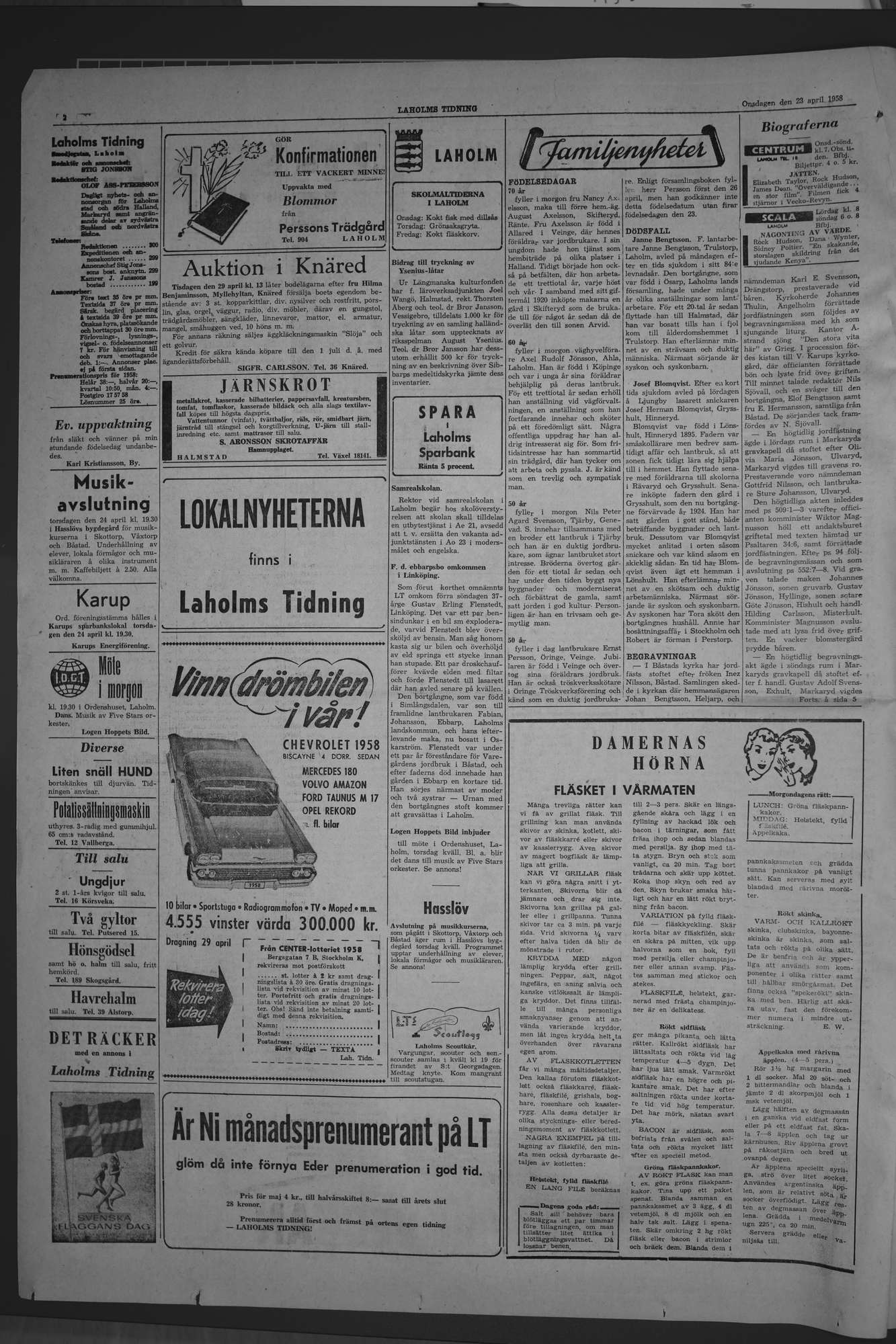 Laholms Tidning Onsdag 23 april 1958, sida 2