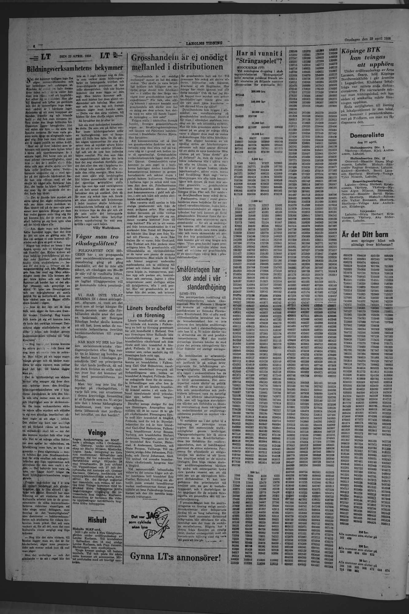 Laholms Tidning Onsdag 23 april 1958, sida 4
