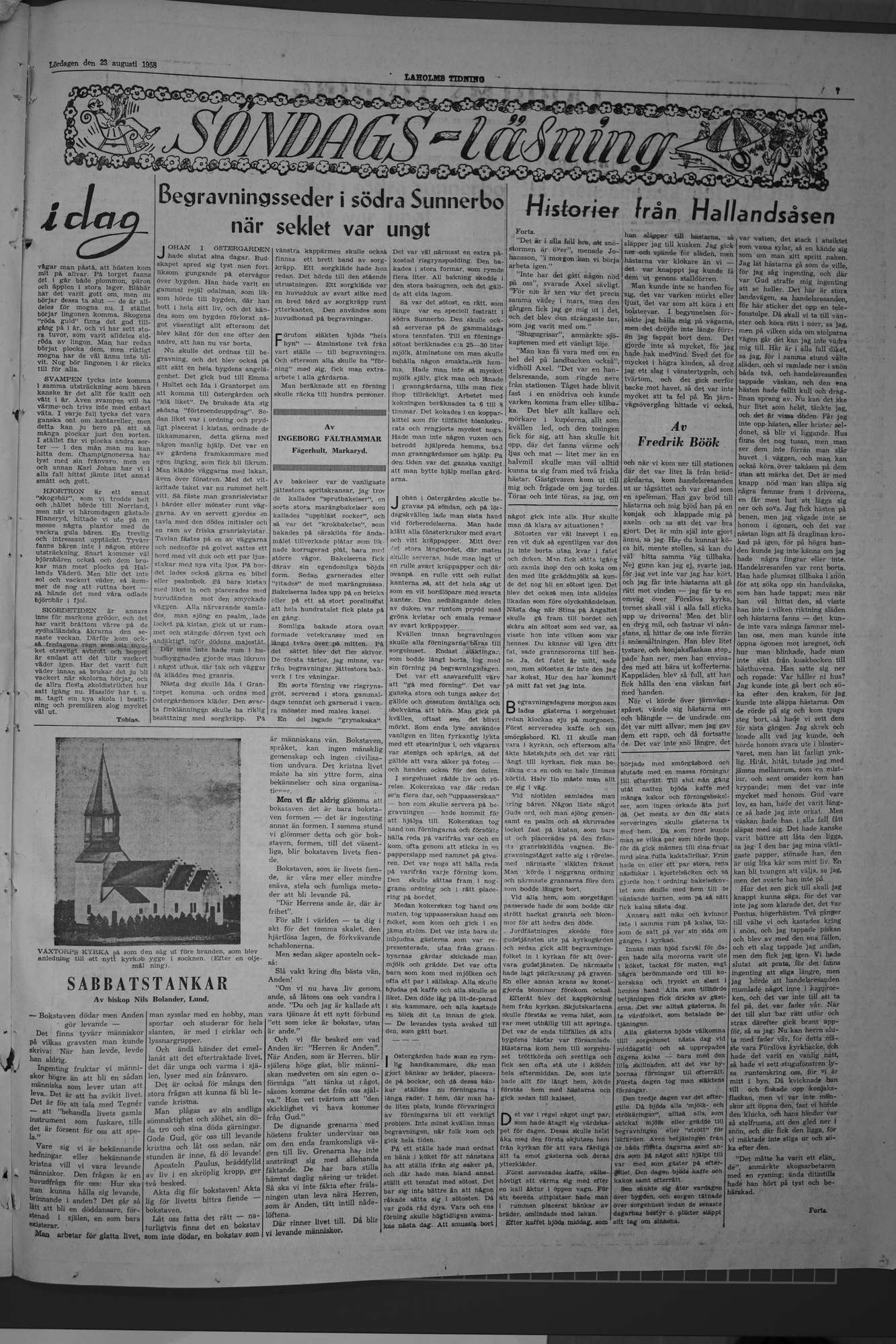 Laholms Tidning Lördag 23 augusti 1958, sida 7