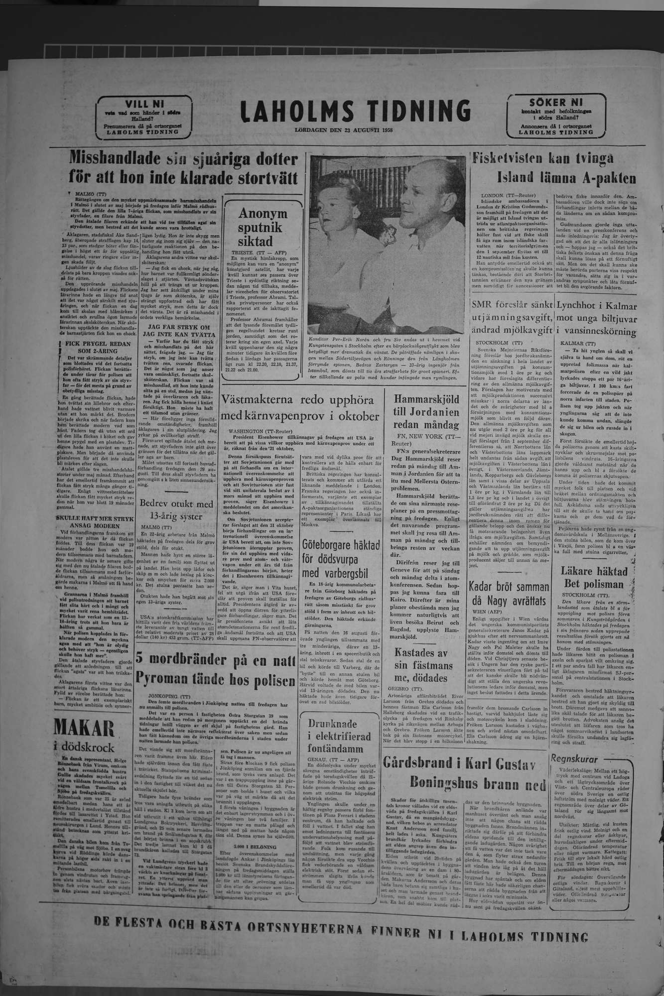 Laholms Tidning Lördag 23 augusti 1958, sida 8