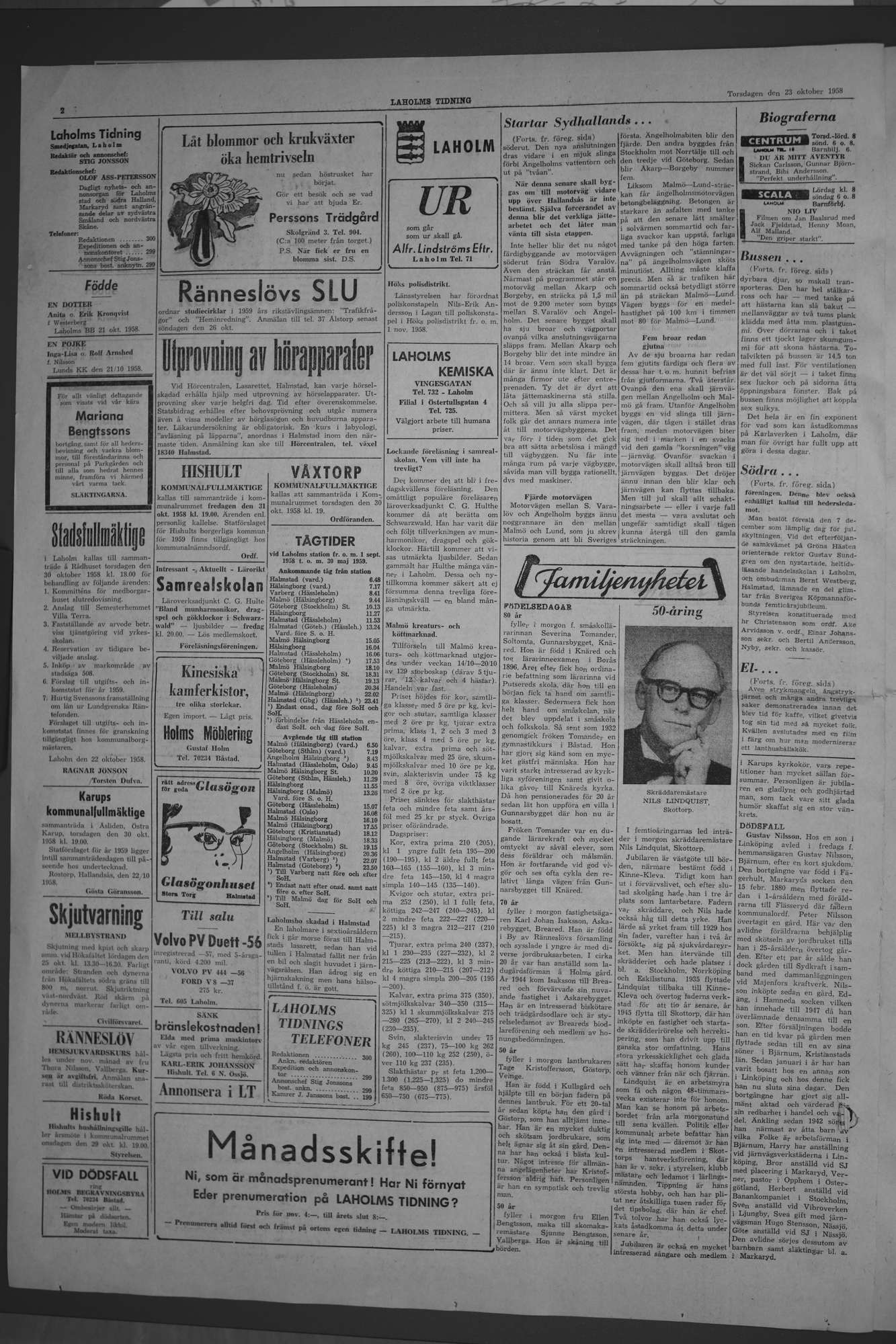 Laholms Tidning Torsdag 23 oktober 1958, sida 2