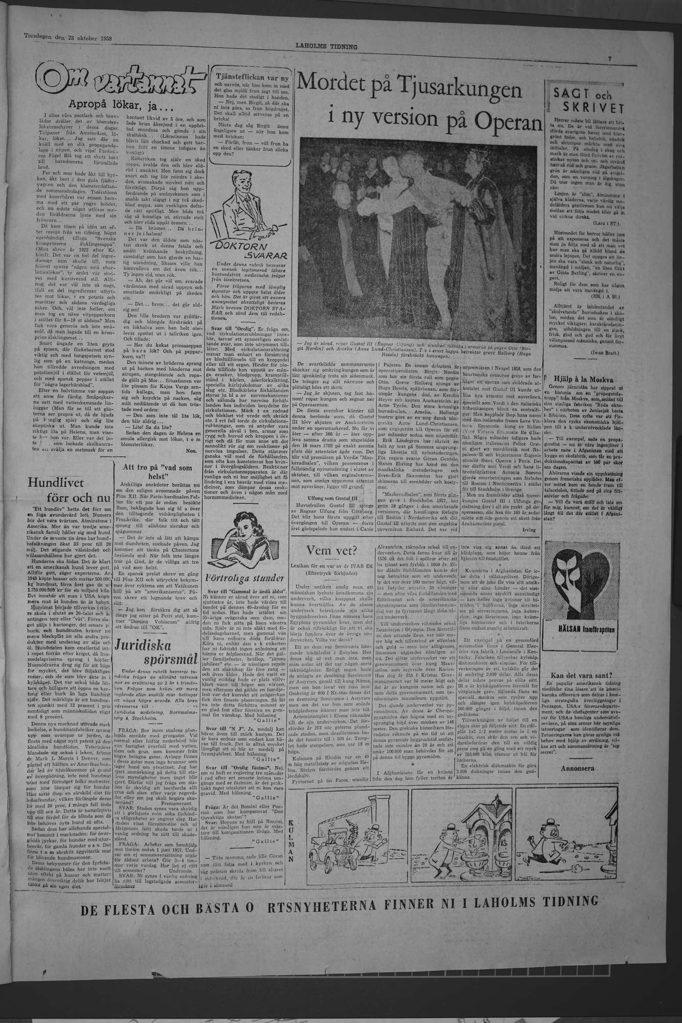 Laholms Tidning Torsdag 23 oktober 1958, sida 7