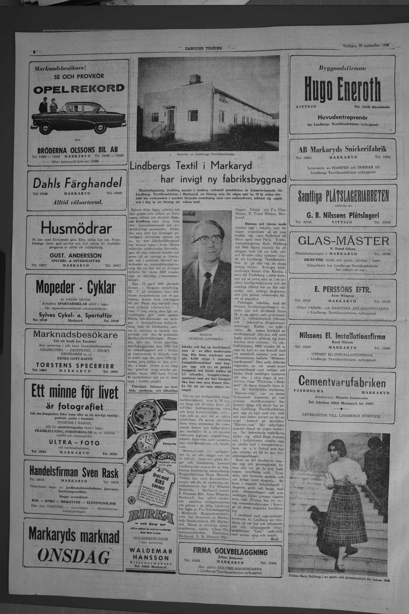 Laholms Tidning Tisdag 23 september 1958, sida 4