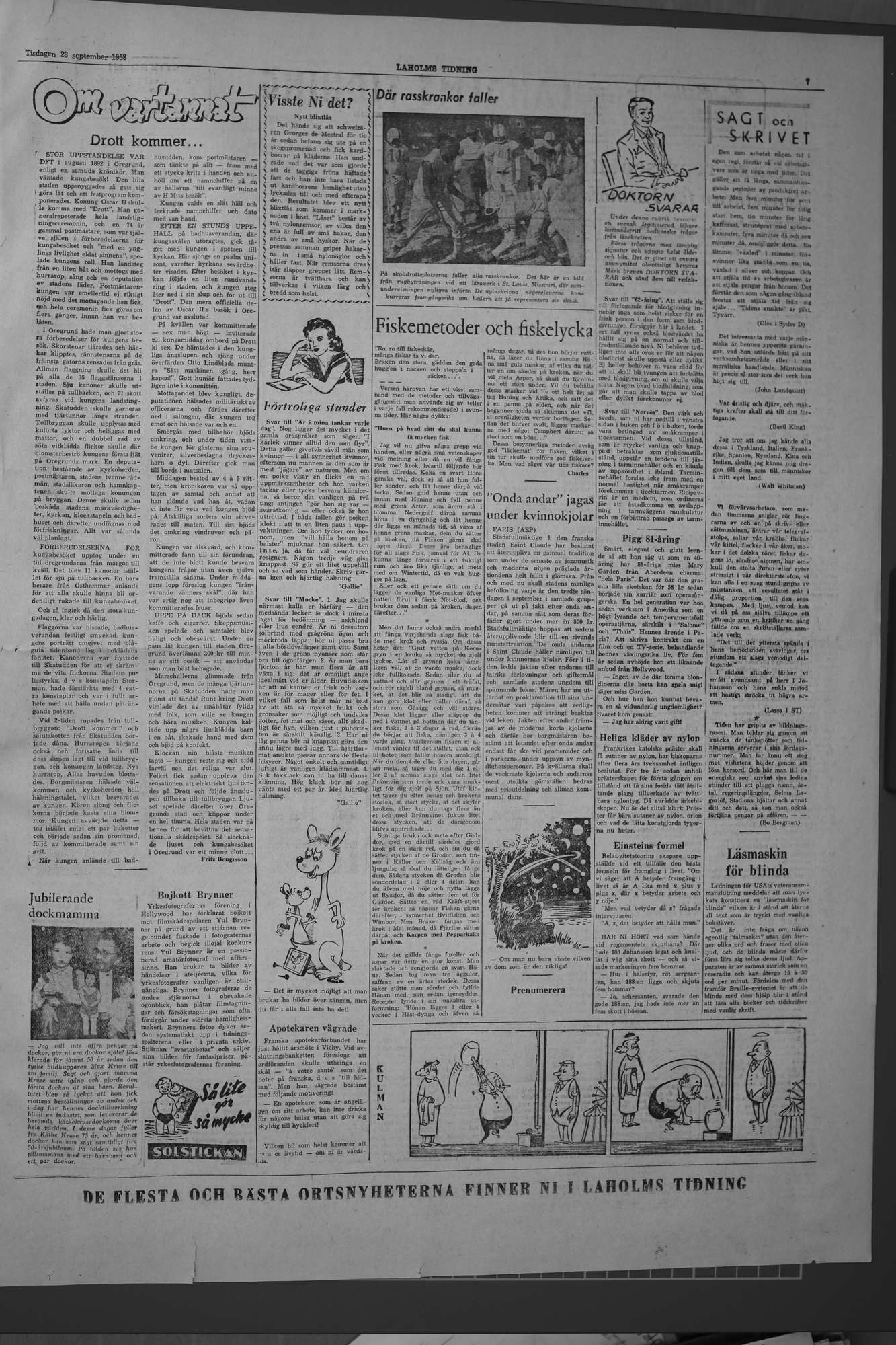 Laholms Tidning Tisdag 23 september 1958, sida 7