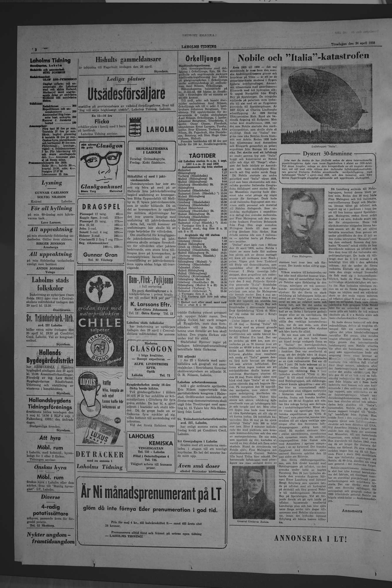 Laholms Tidning Torsdag 24 april 1958, sida 2
