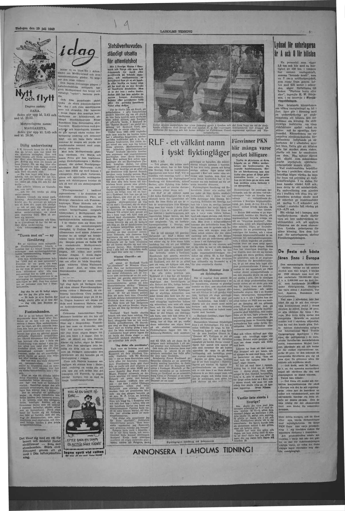 Laholms Tidning Tisdag 19 juli 1949, sida 5