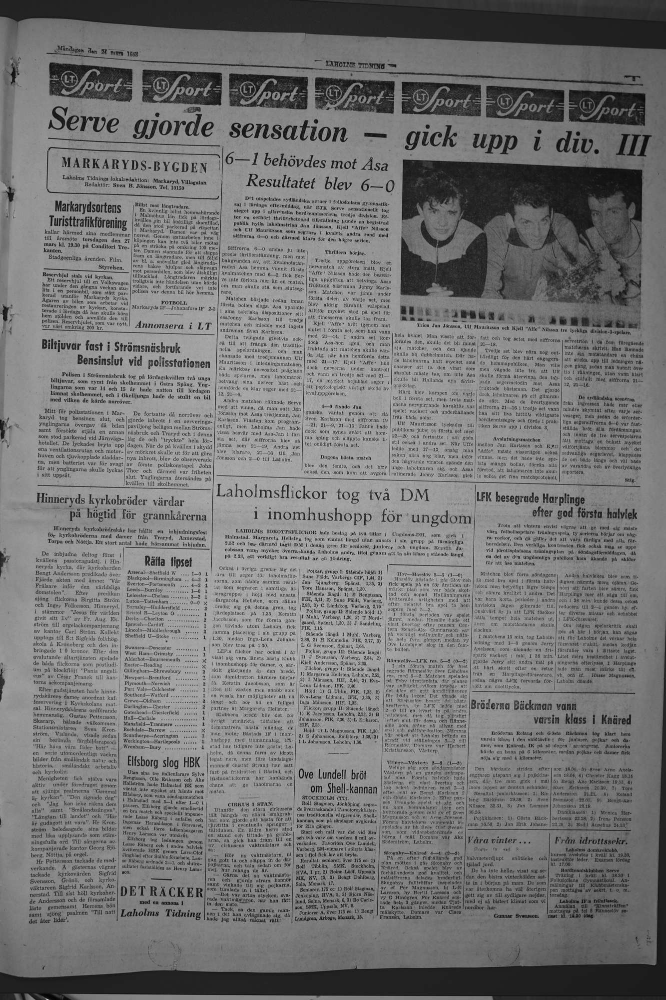 Laholms Tidning Måndag 24 mars 1958, sida 5