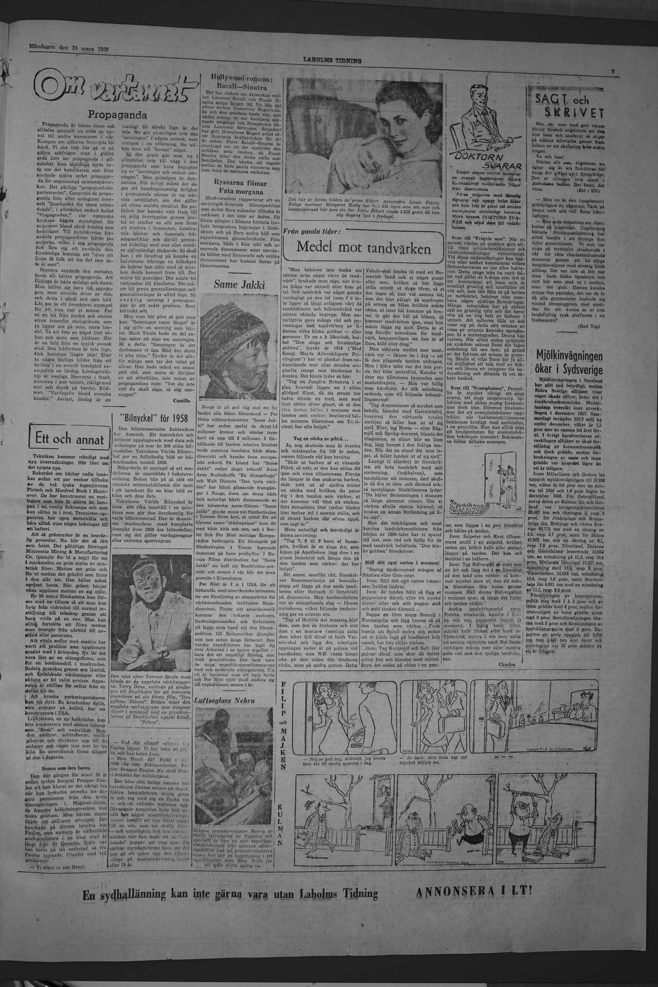 Laholms Tidning Måndag 24 mars 1958, sida 7