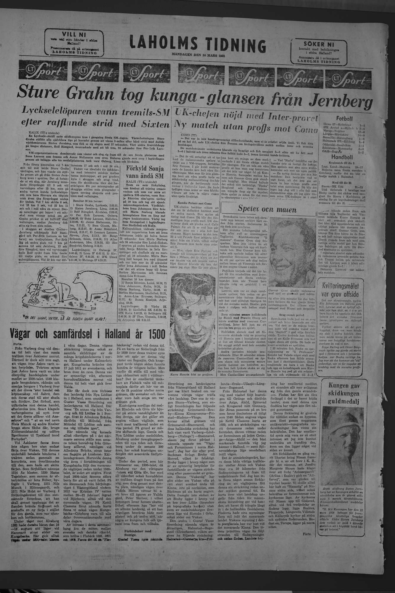 Laholms Tidning Måndag 24 mars 1958, sida 8