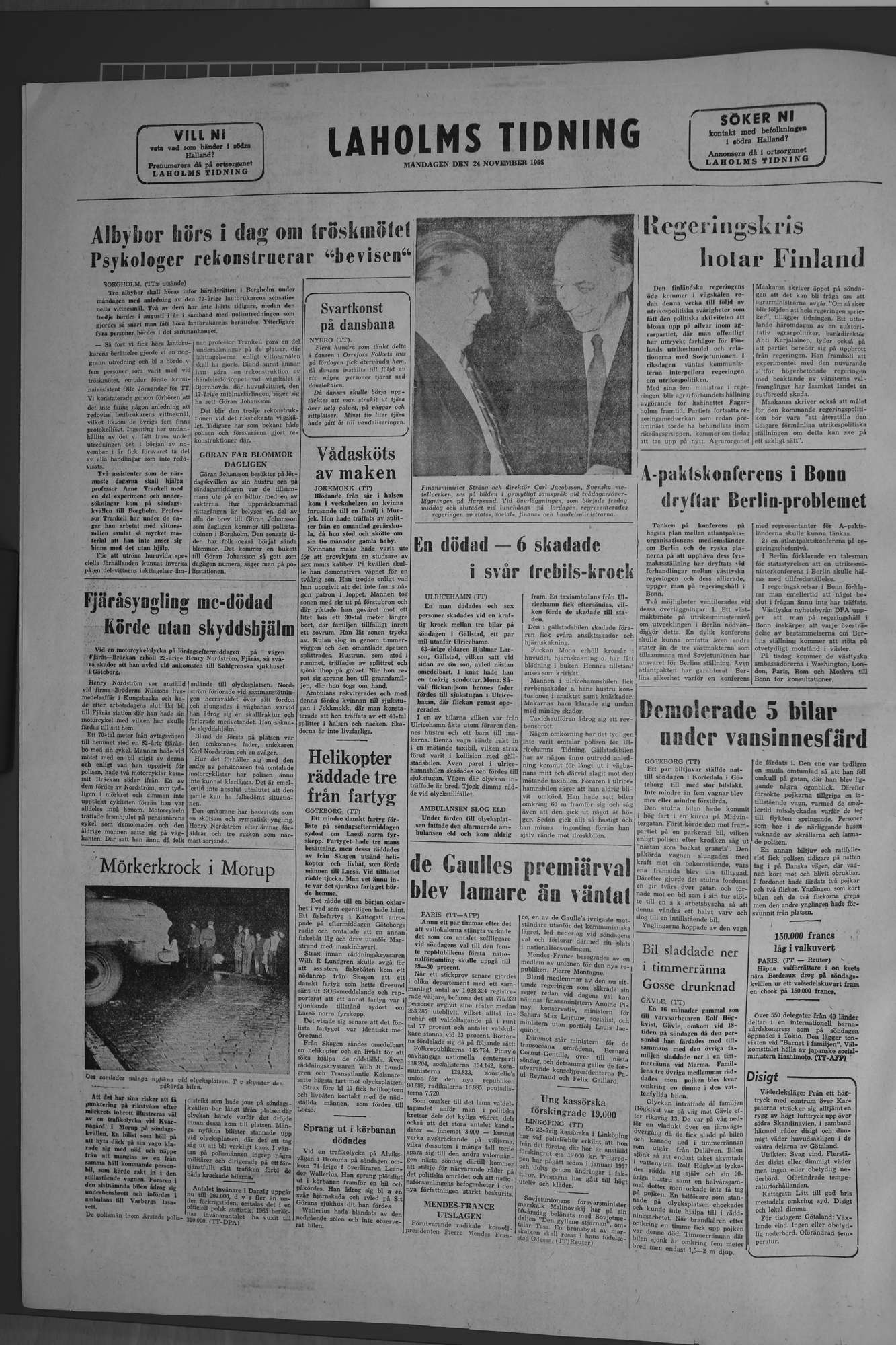 Laholms Tidning Måndag 24 november 1958, sida 8