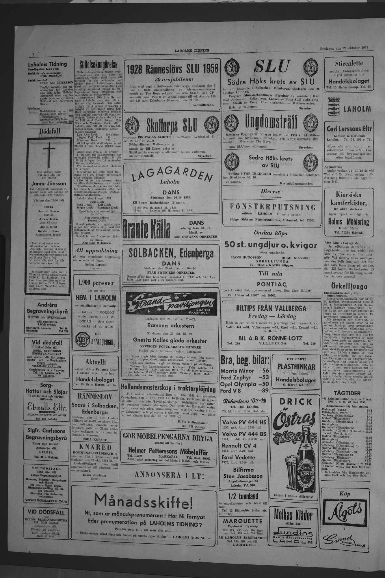 Laholms Tidning Fredag 24 oktober 1958, sida 2