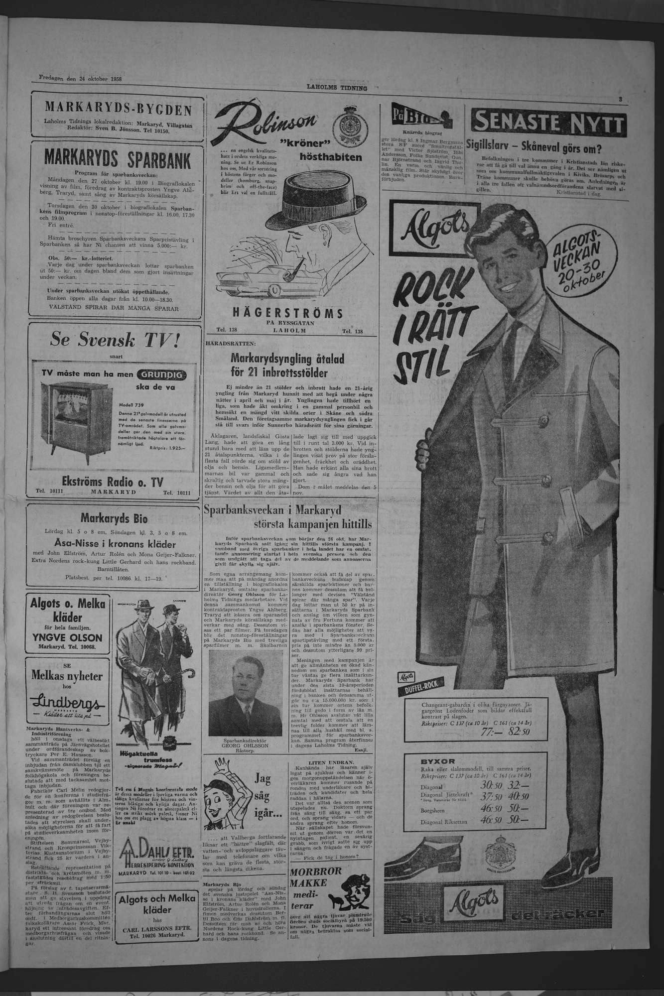 Laholms Tidning Fredag 24 oktober 1958, sida 3