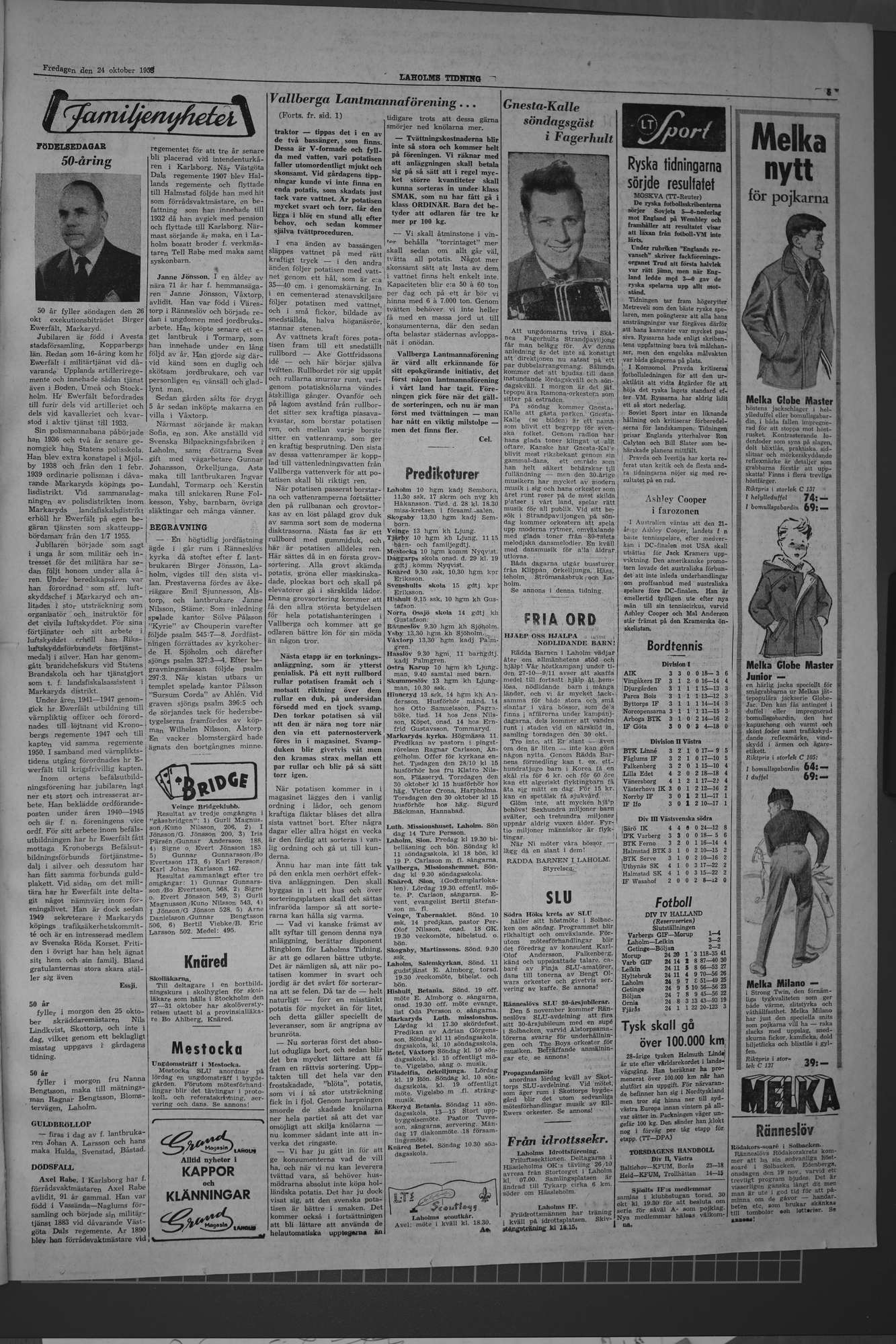 Laholms Tidning Fredag 24 oktober 1958, sida 5
