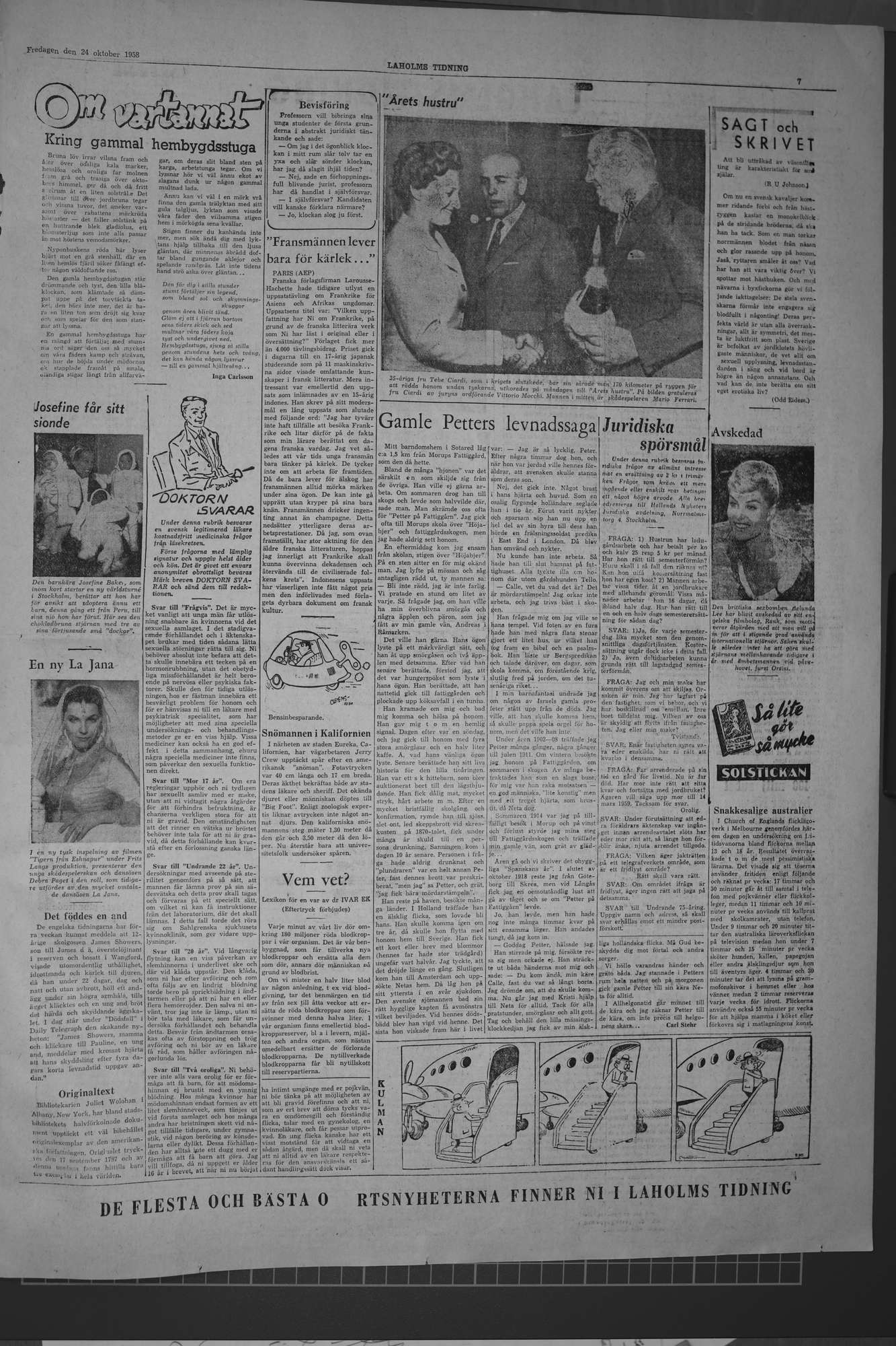 Laholms Tidning Fredag 24 oktober 1958, sida 7