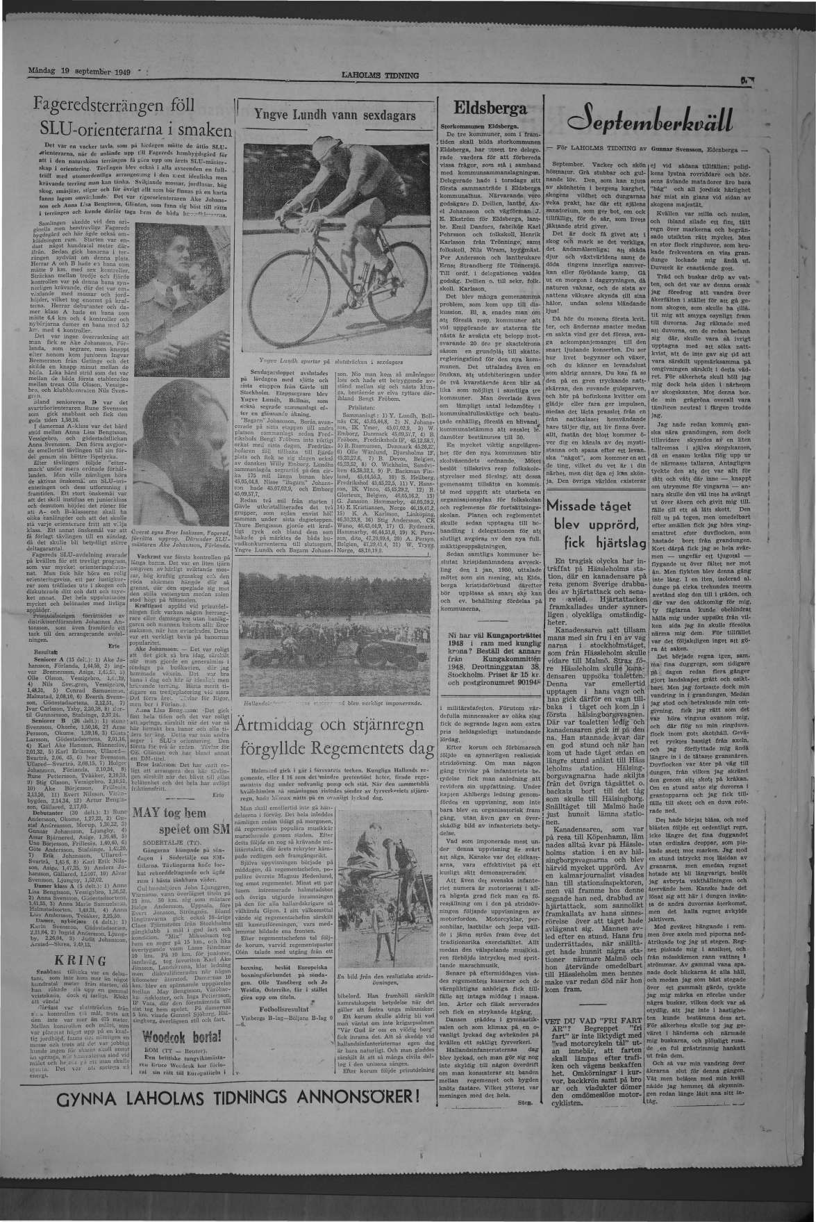Laholms Tidning Måndag 19 september 1949, sida 5
