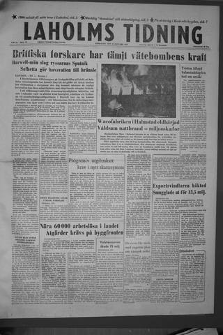 Förstasidan, Lördag 25 januari 1958
