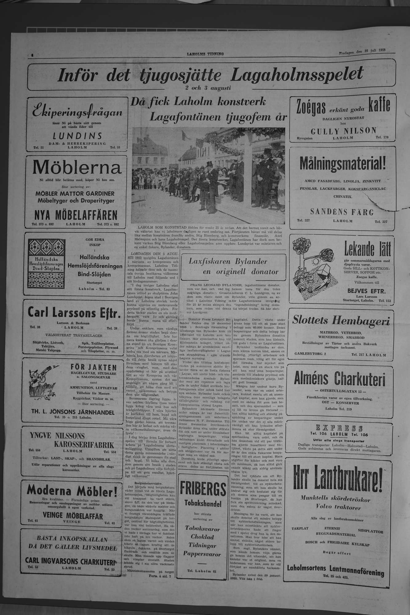 Laholms Tidning Fredag 25 juli 1958, sida 4