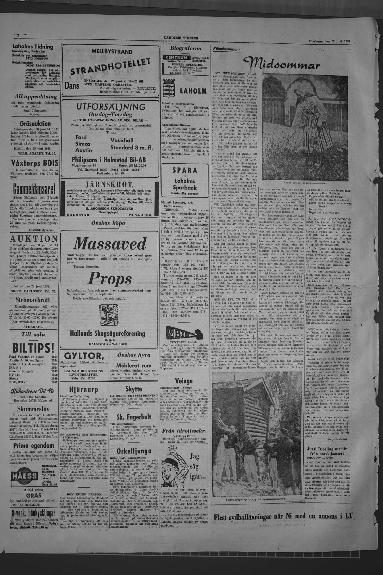 Laholms Tidning Onsdag 25 juni 1958, sida 2