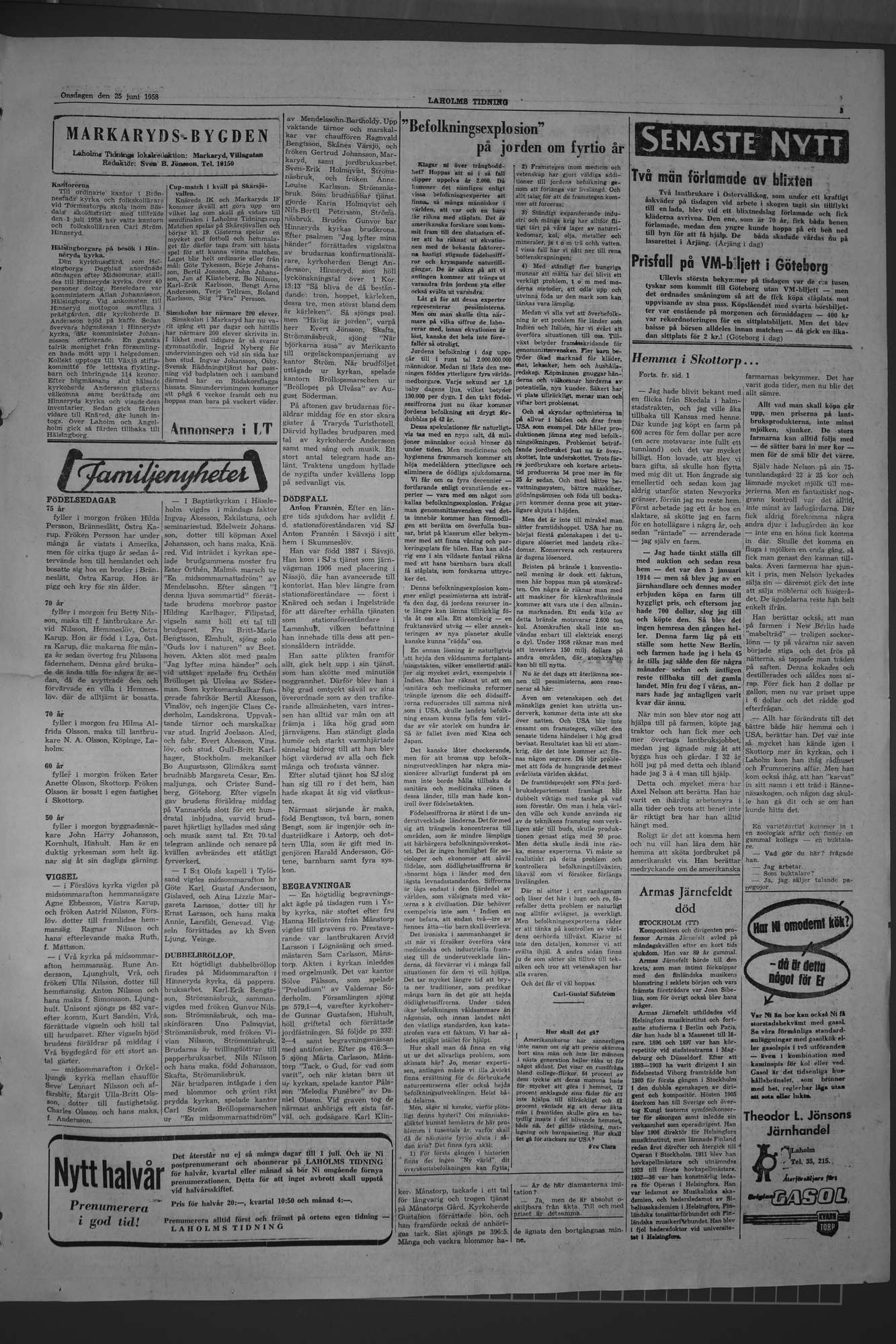 Laholms Tidning Onsdag 25 juni 1958, sida 3