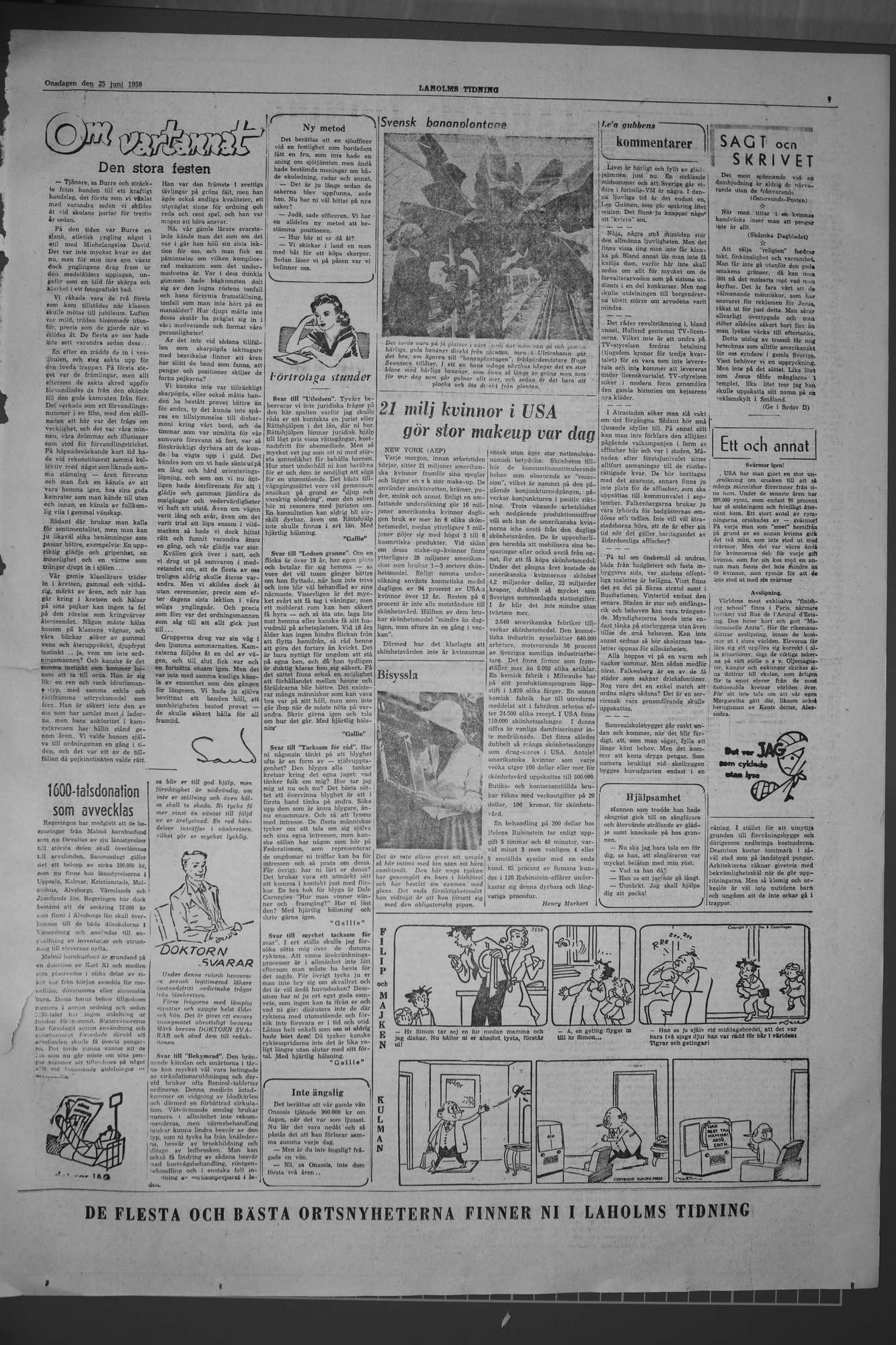 Laholms Tidning Onsdag 25 juni 1958, sida 7