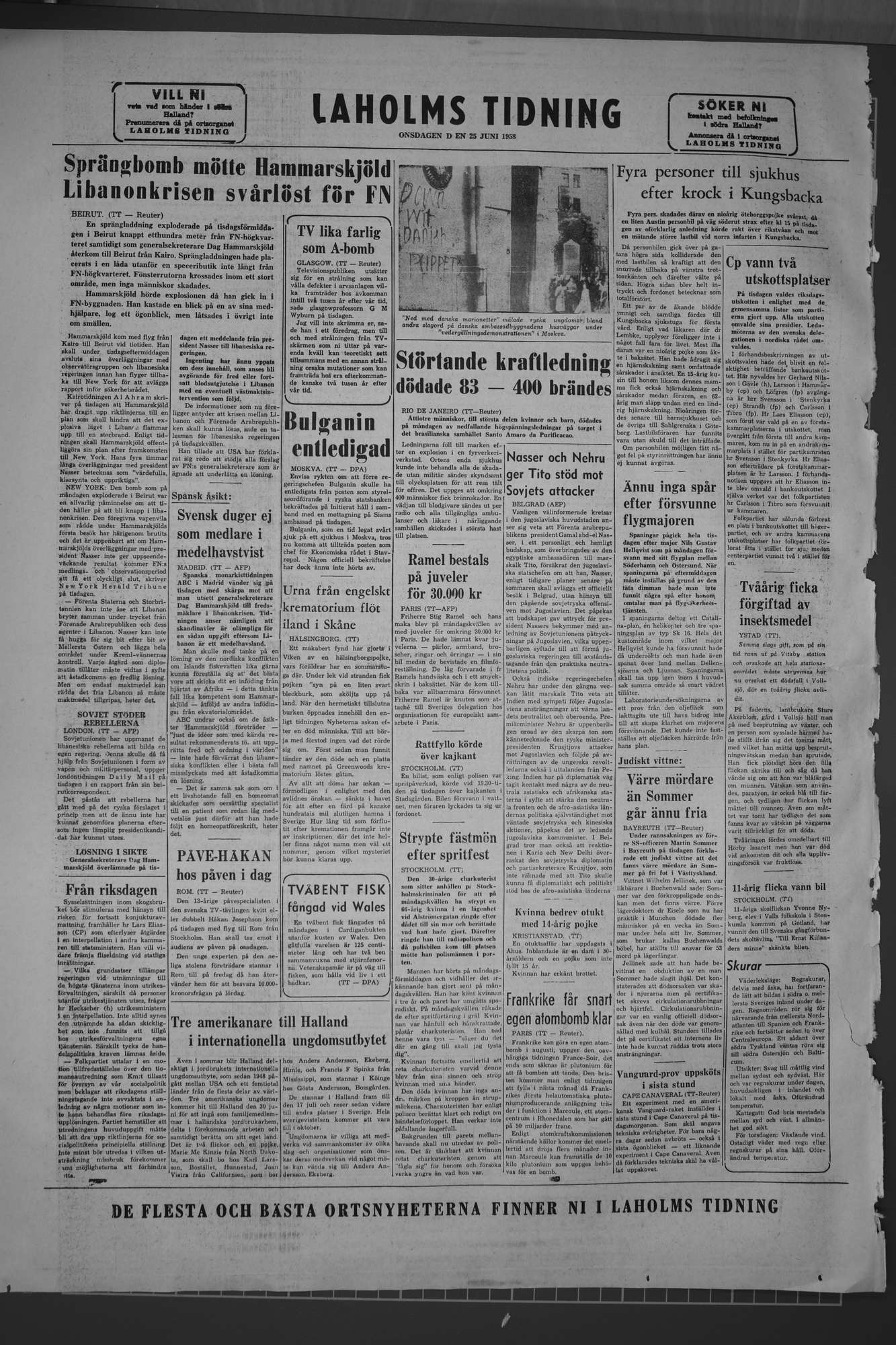 Laholms Tidning Onsdag 25 juni 1958, sida 8