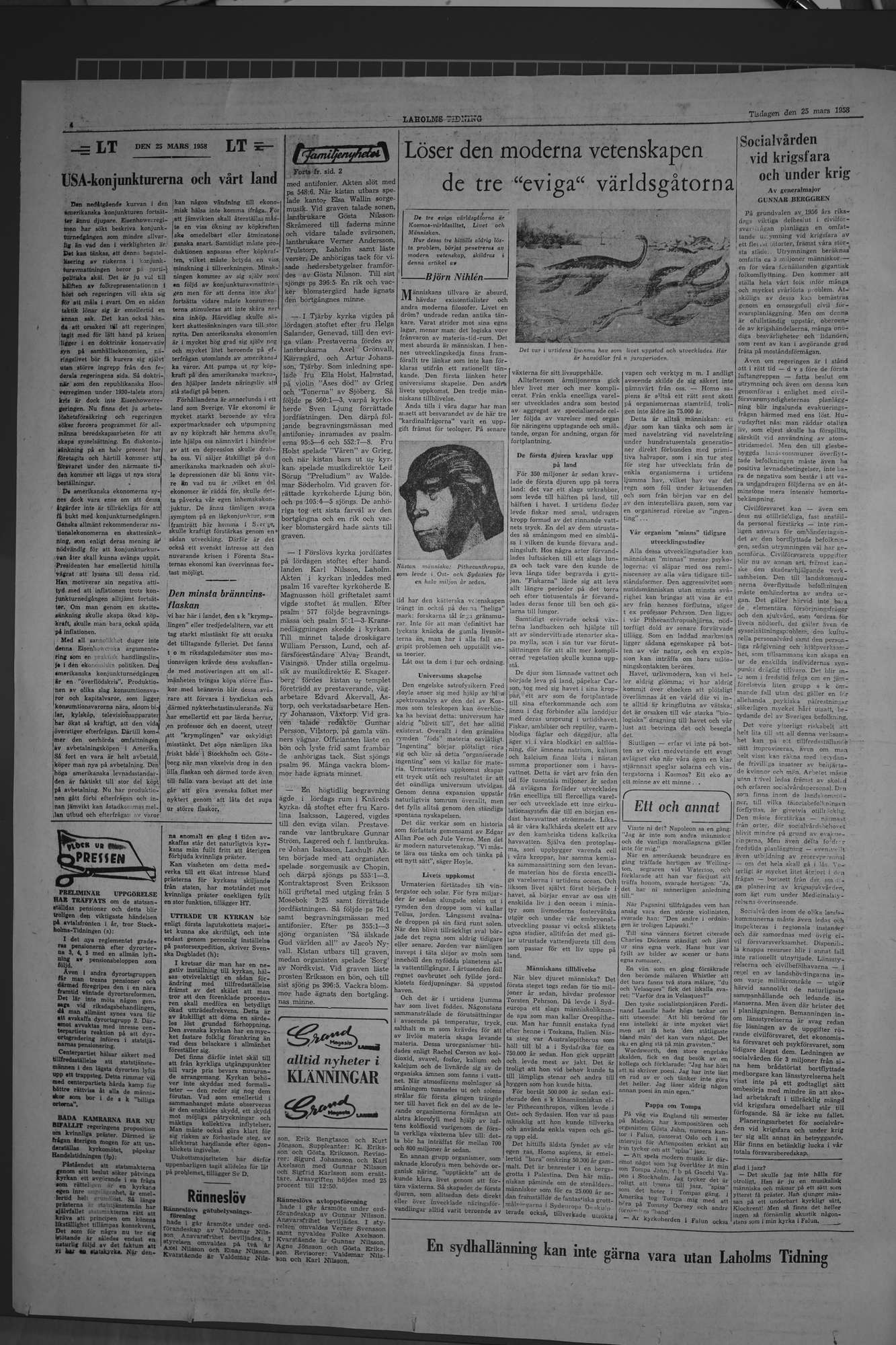 Laholms Tidning Tisdag 25 mars 1958, sida 4