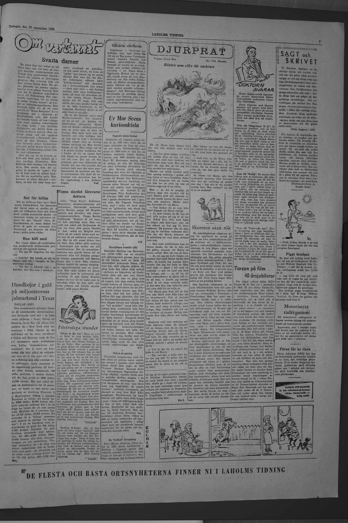 Laholms Tidning Tisdag 25 november 1958, sida 7