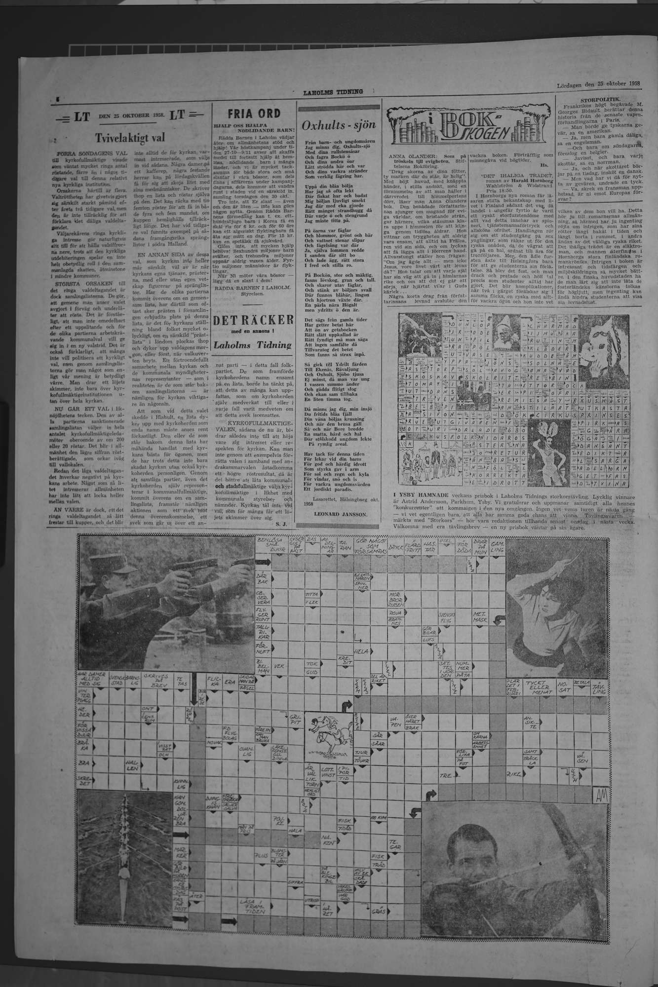 Laholms Tidning Lördag 25 oktober 1958, sida 4