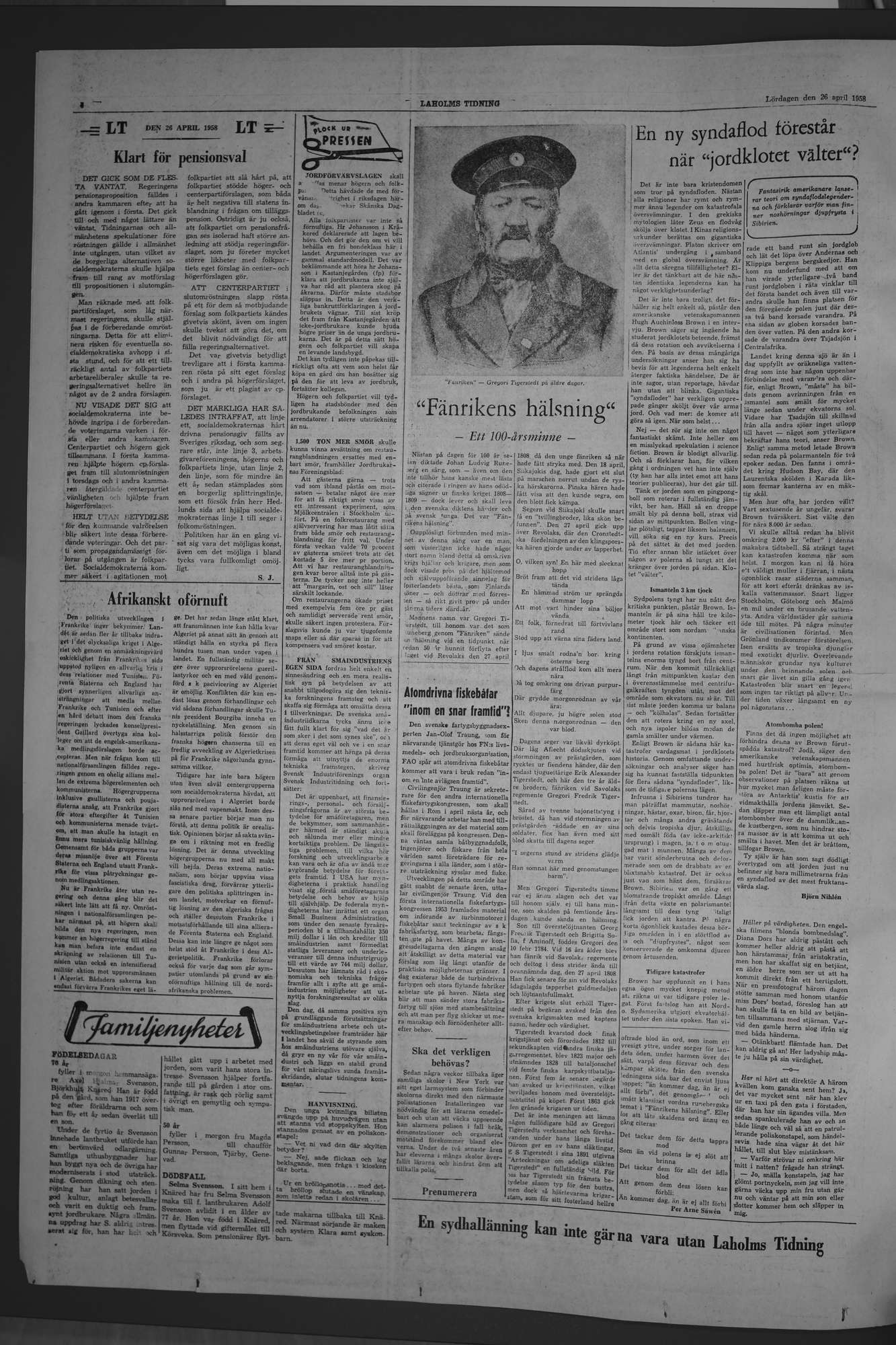 Laholms Tidning Lördag 26 april 1958, sida 4