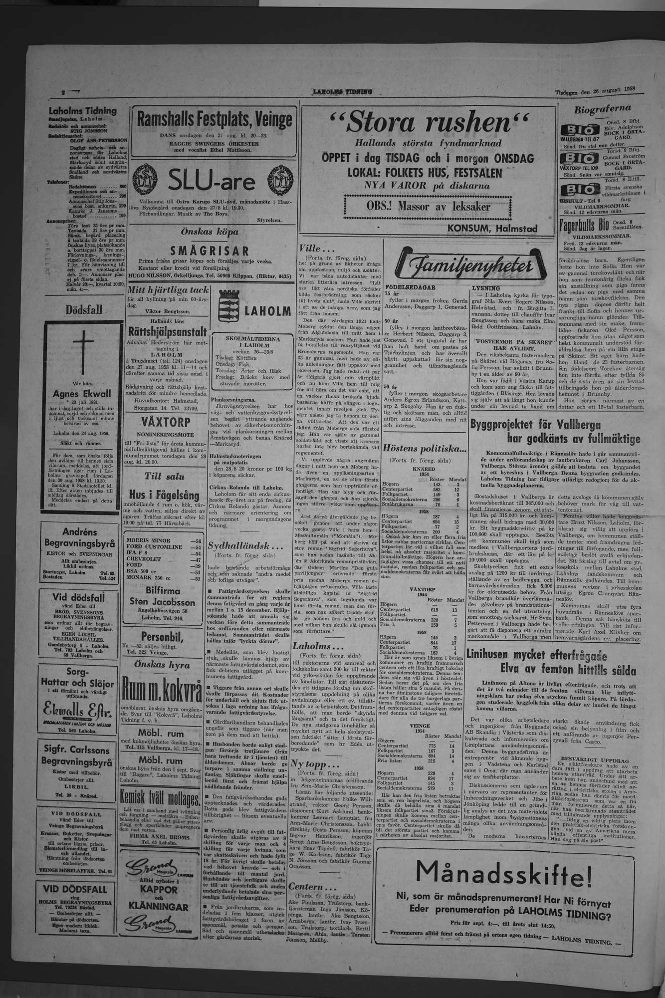 Laholms Tidning Tisdag 26 augusti 1958, sida 2