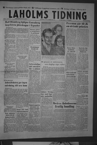 Förstasidan, Onsdag 26 februari 1958
