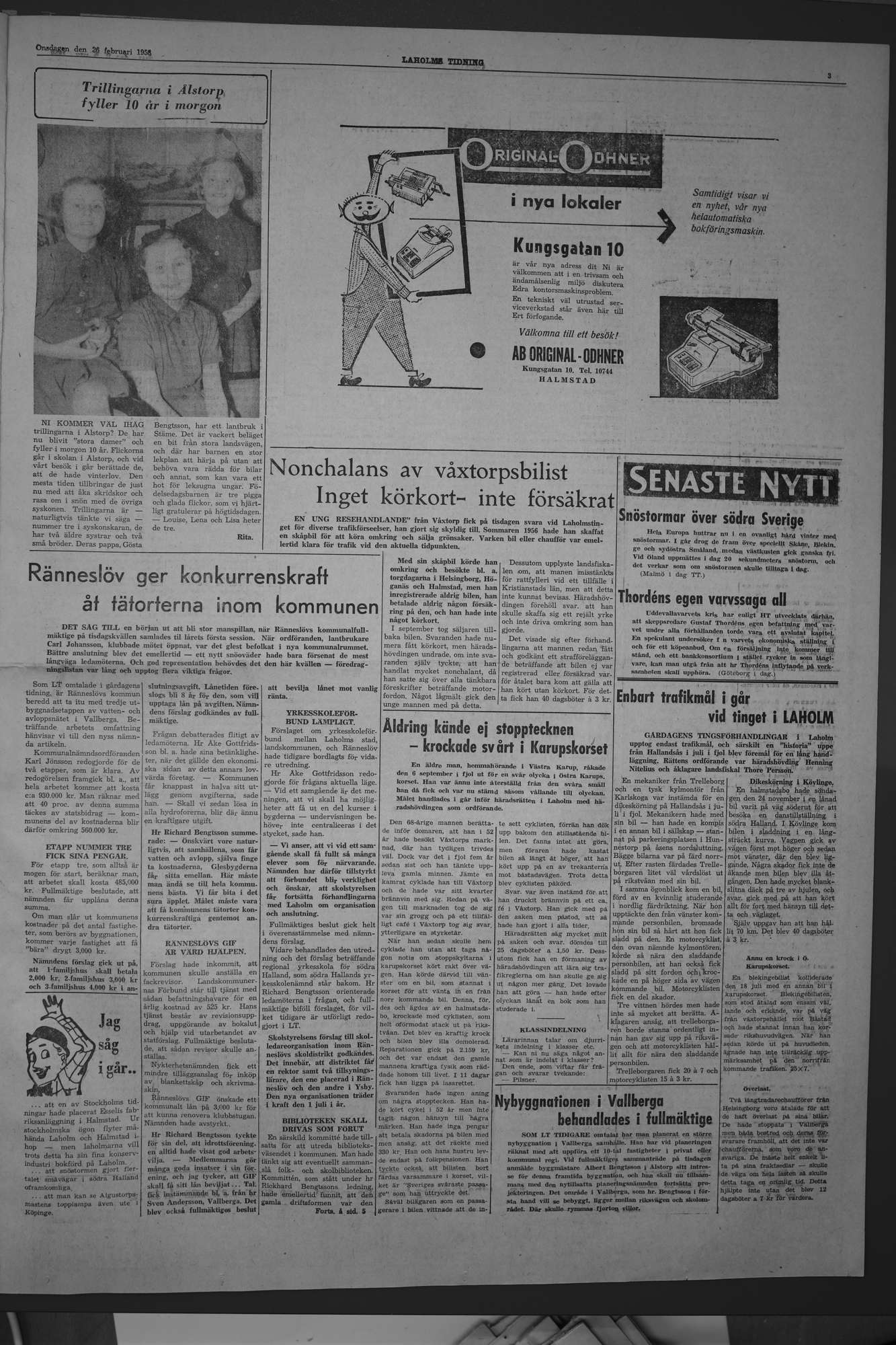 Laholms Tidning Onsdag 26 februari 1958, sida 3