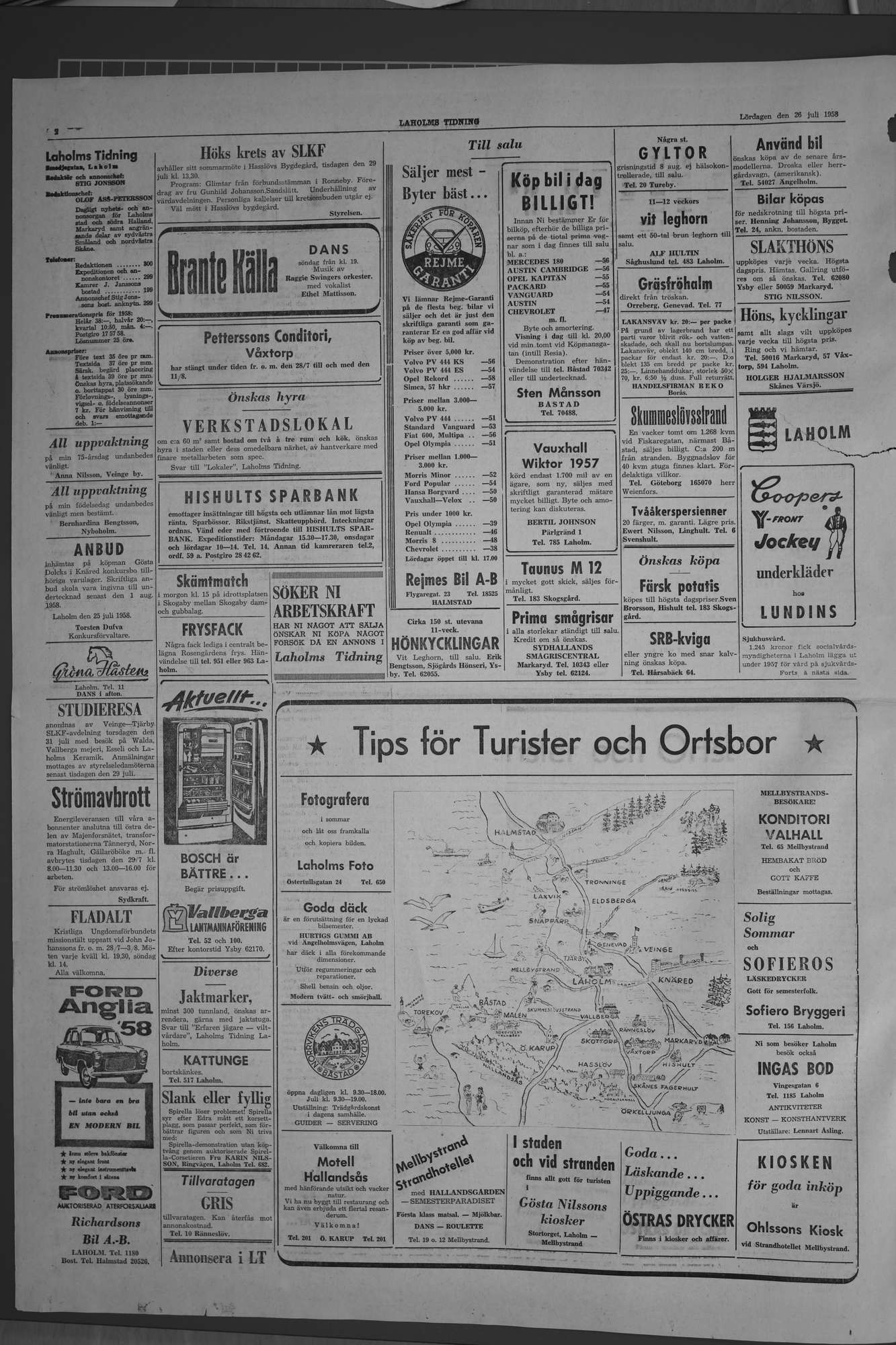 Laholms Tidning Lördag 26 juli 1958, sida 2