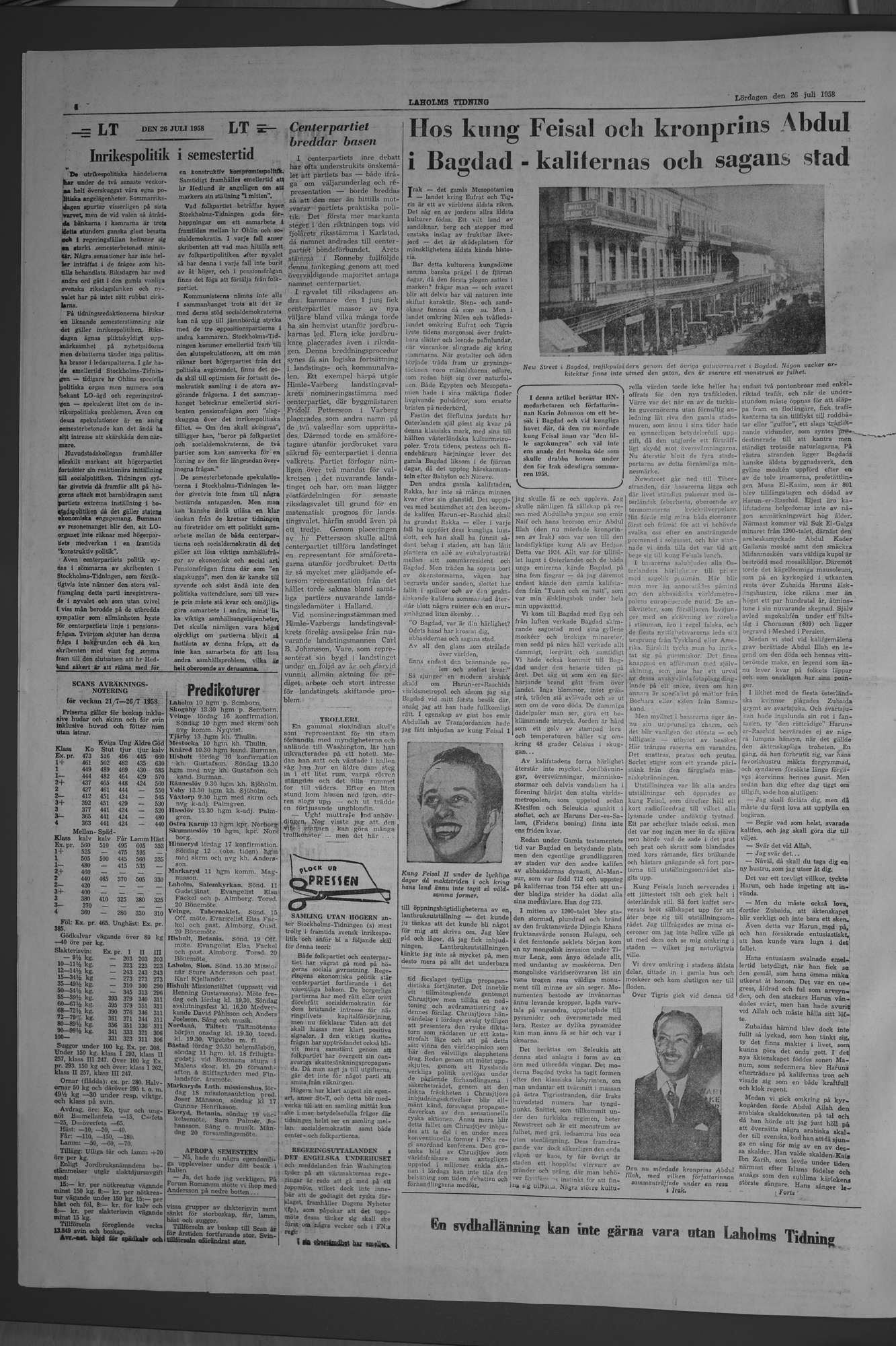 Laholms Tidning Lördag 26 juli 1958, sida 4