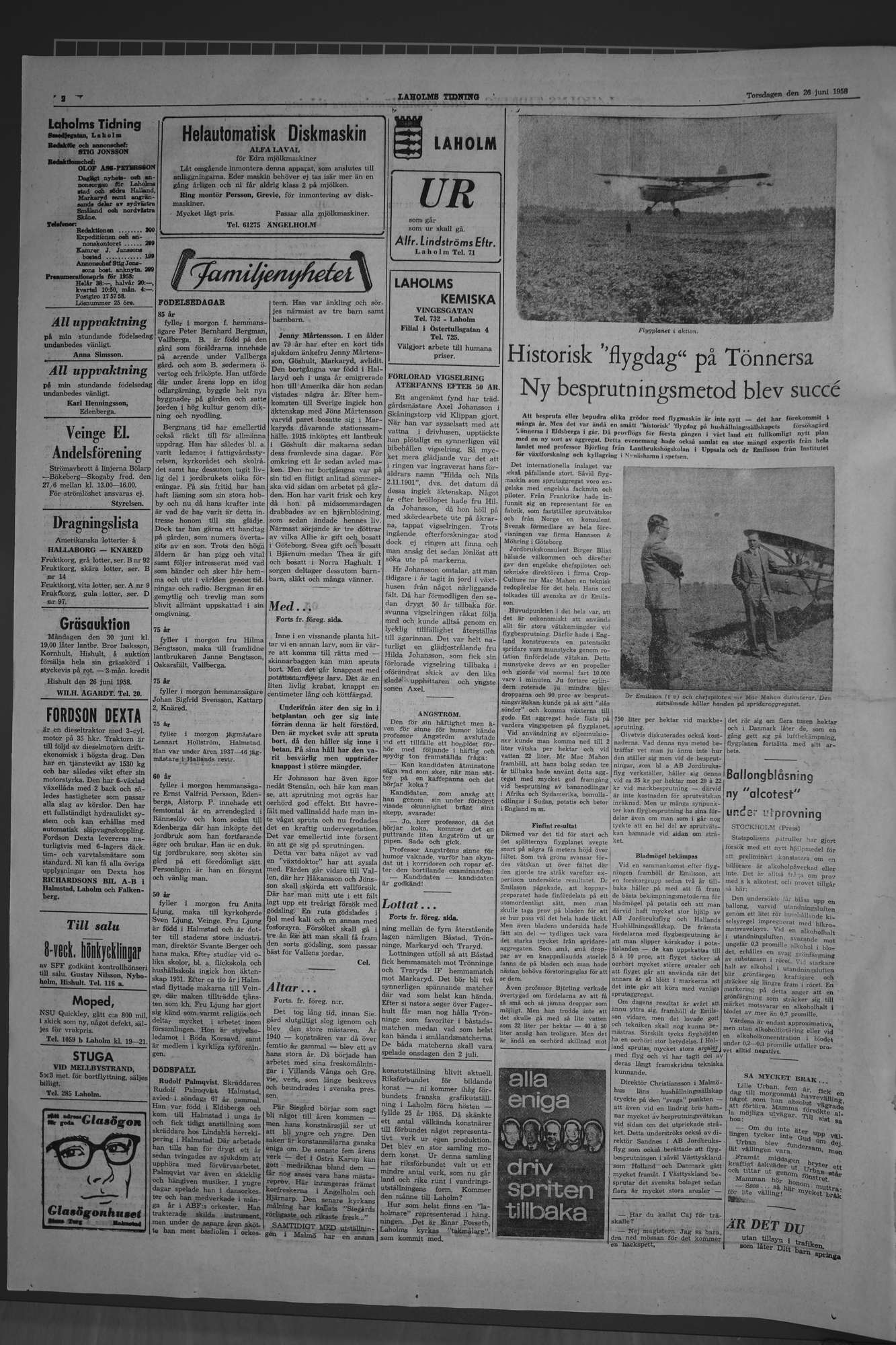 Laholms Tidning Torsdag 26 juni 1958, sida 2