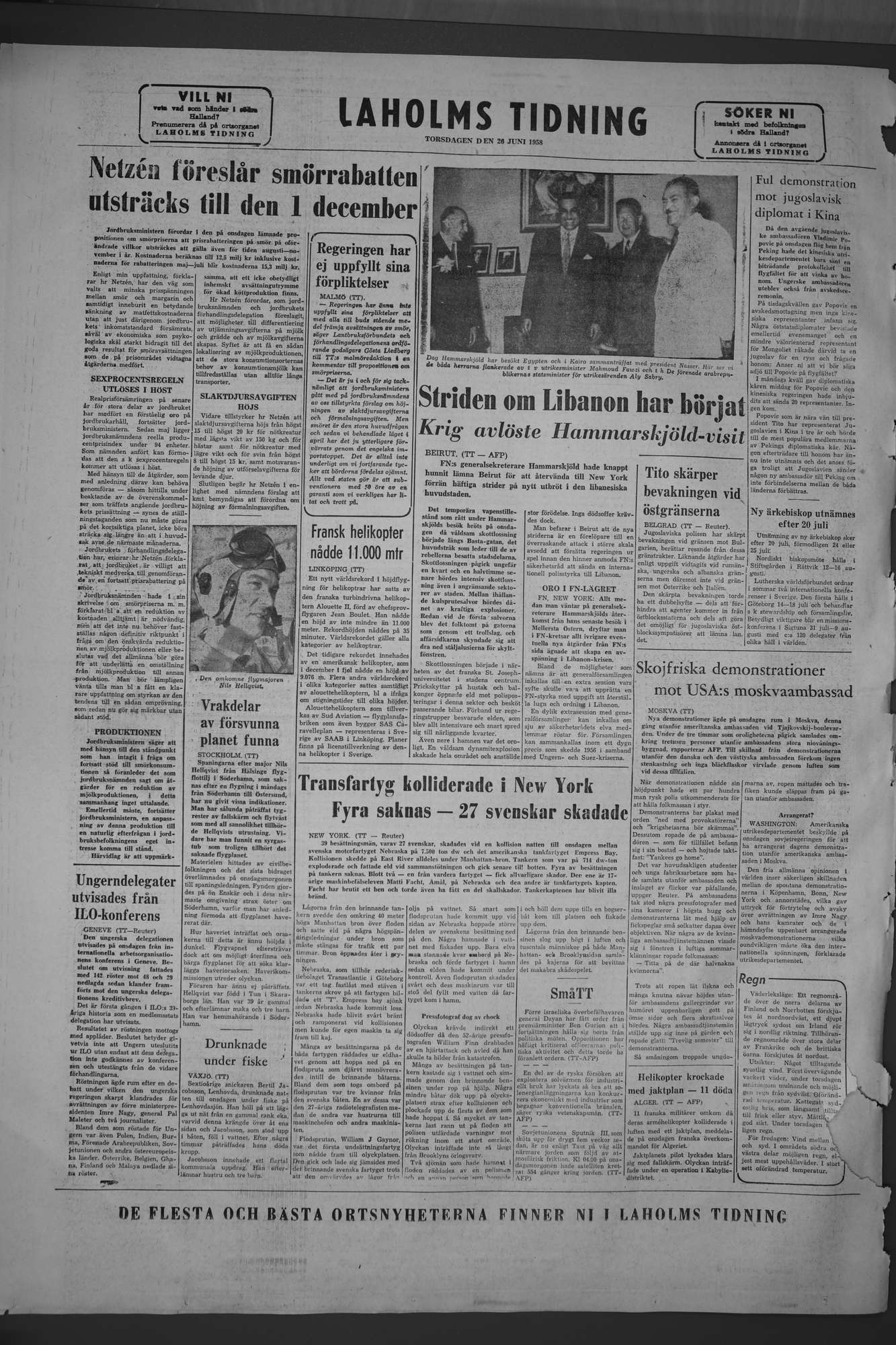 Laholms Tidning Torsdag 26 juni 1958, sida 8