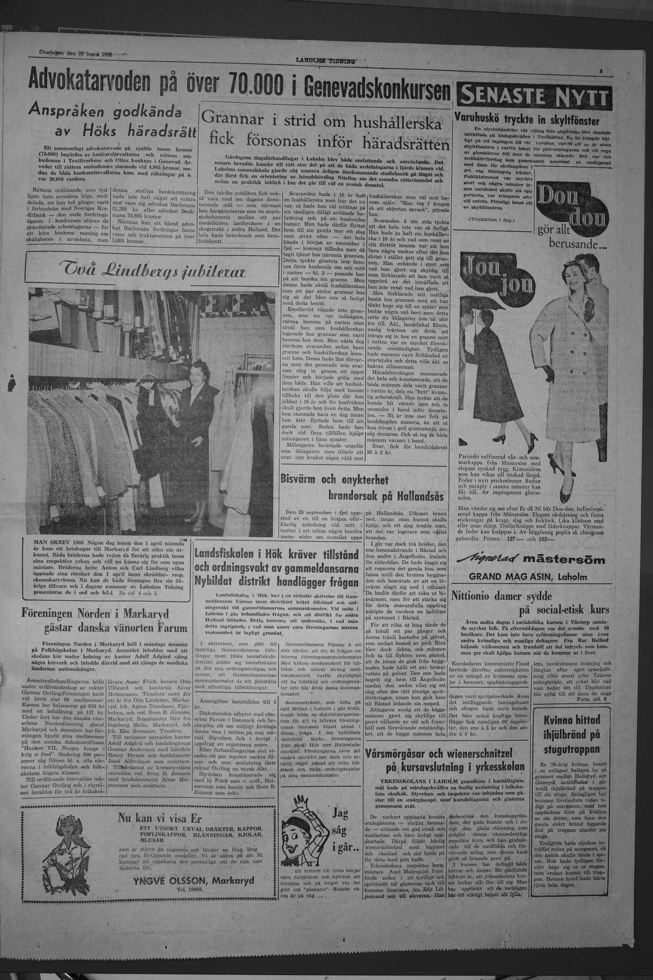 Laholms Tidning Onsdag 26 mars 1958, sida 3