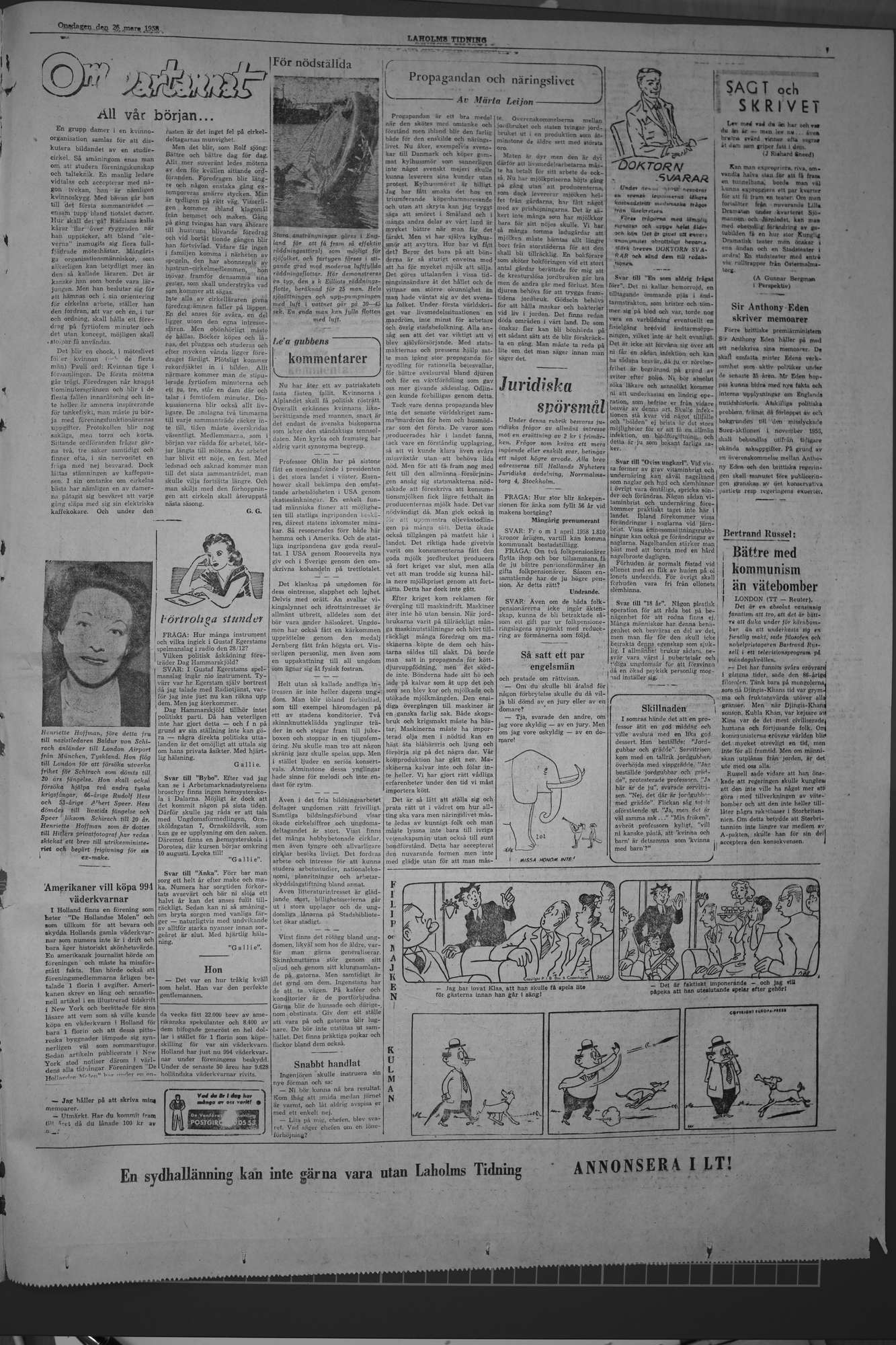 Laholms Tidning Onsdag 26 mars 1958, sida 7