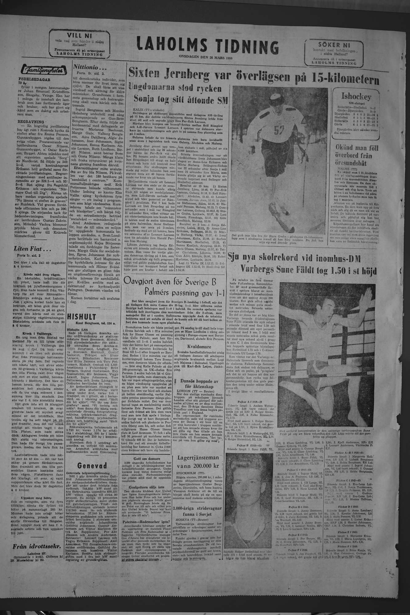 Laholms Tidning Onsdag 26 mars 1958, sida 8