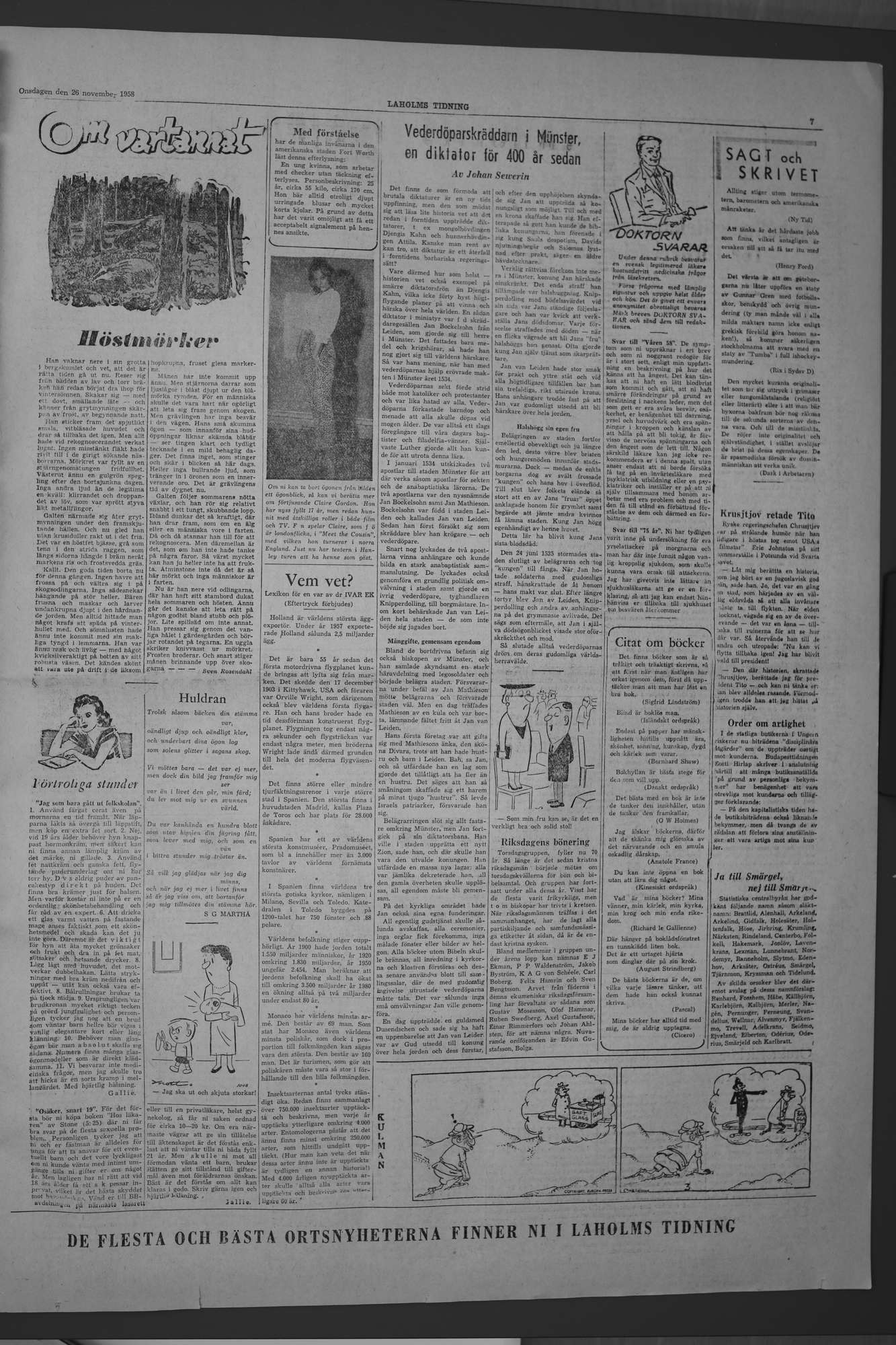Laholms Tidning Onsdag 26 november 1958, sida 7
