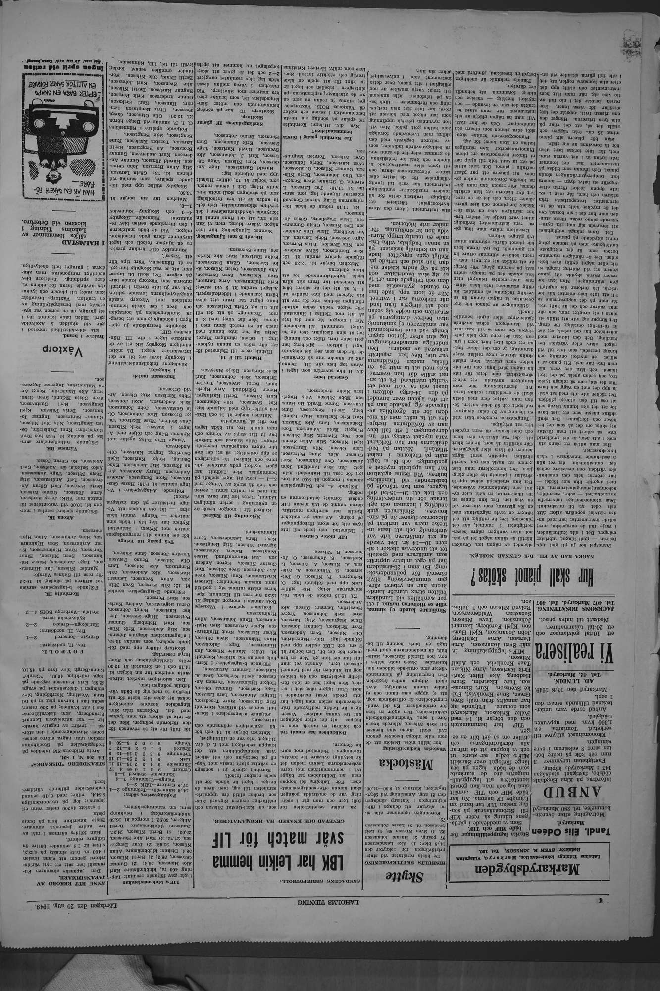 Laholms Tidning Lördag 20 augusti 1949, sida 4