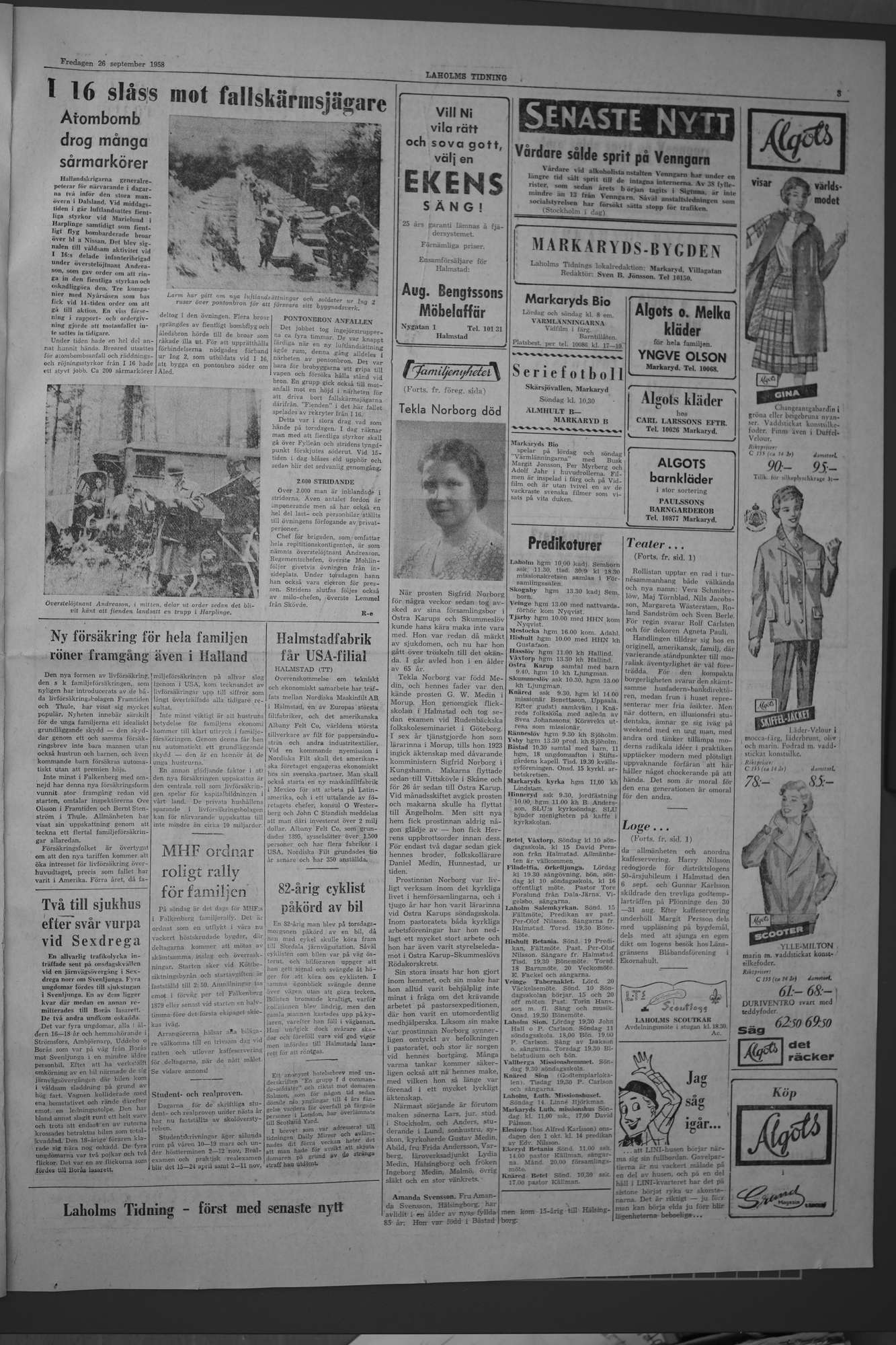 Laholms Tidning Fredag 26 september 1958, sida 3