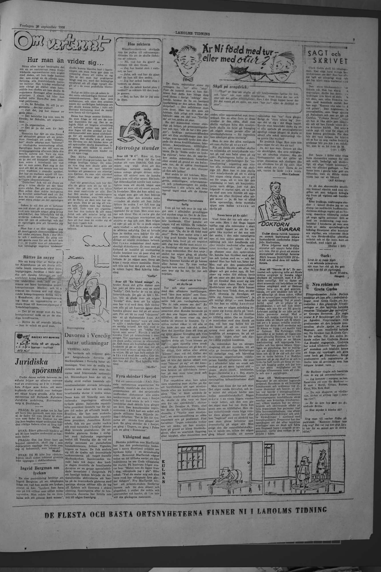 Laholms Tidning Fredag 26 september 1958, sida 7