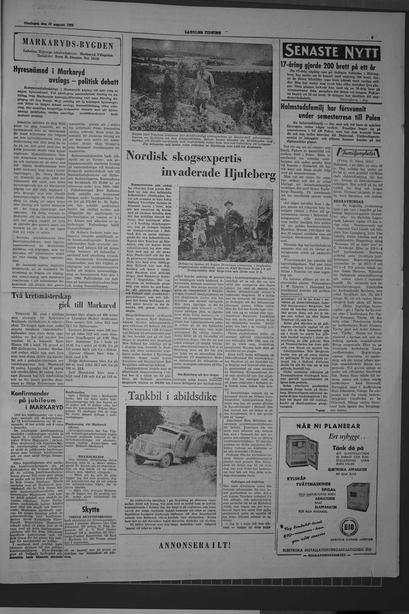 Laholms Tidning Onsdag 27 augusti 1958, sida 3