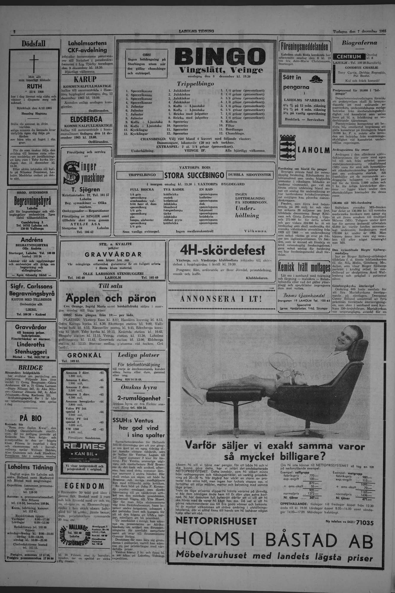 Laholms Tidning Tisdag 7 december 1965, sida 2