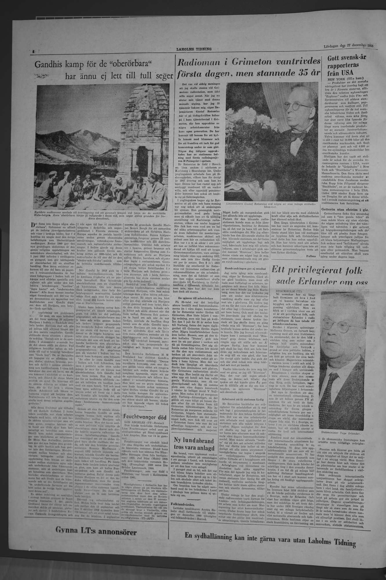 Laholms Tidning Lördag 27 december 1958, sida 4
