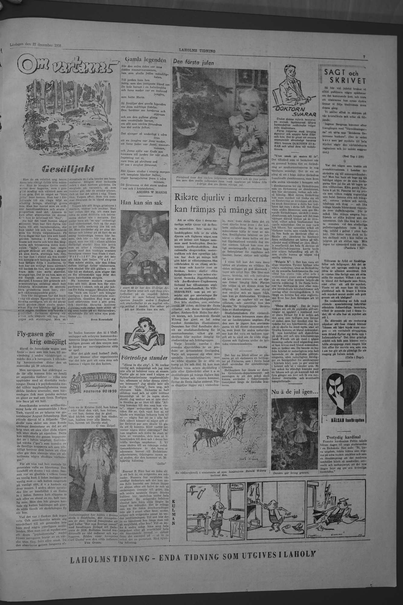 Laholms Tidning Lördag 27 december 1958, sida 7